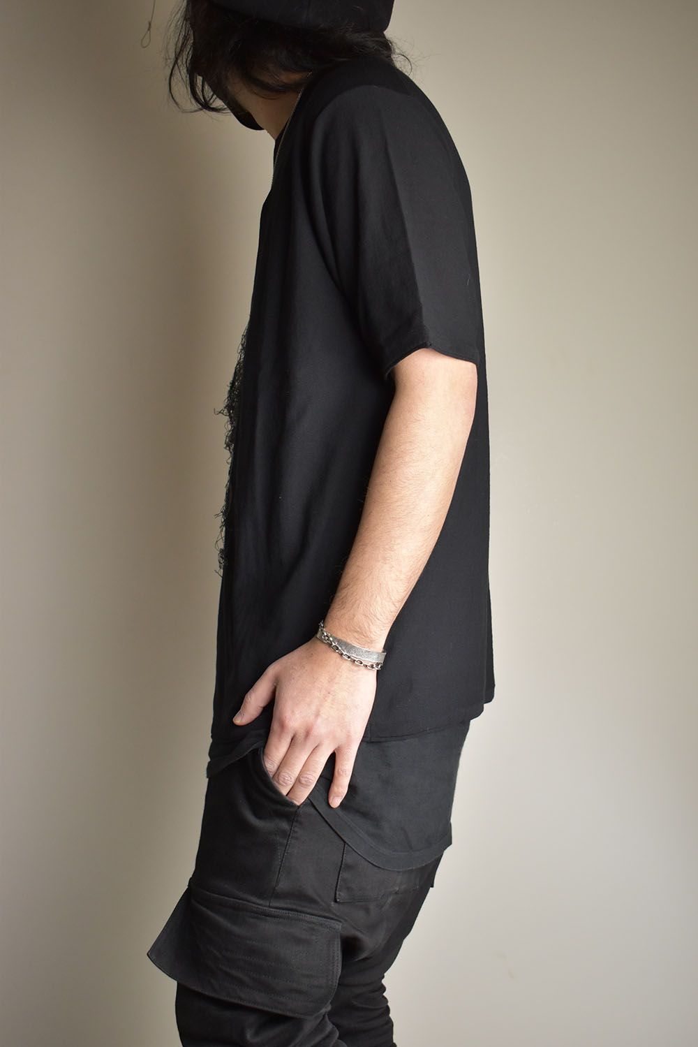 Over Sized Short Sleeve 14GG Knit Pullover"Black"/オーバーサイズドショートスリーブニットプルオーバー"ブラック"