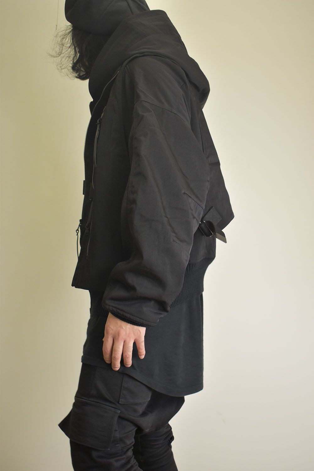 Nylon Wool Twill Hooded Jacket"Black" / ナイロンウールツイルフーデッドジャケット"ブラック"