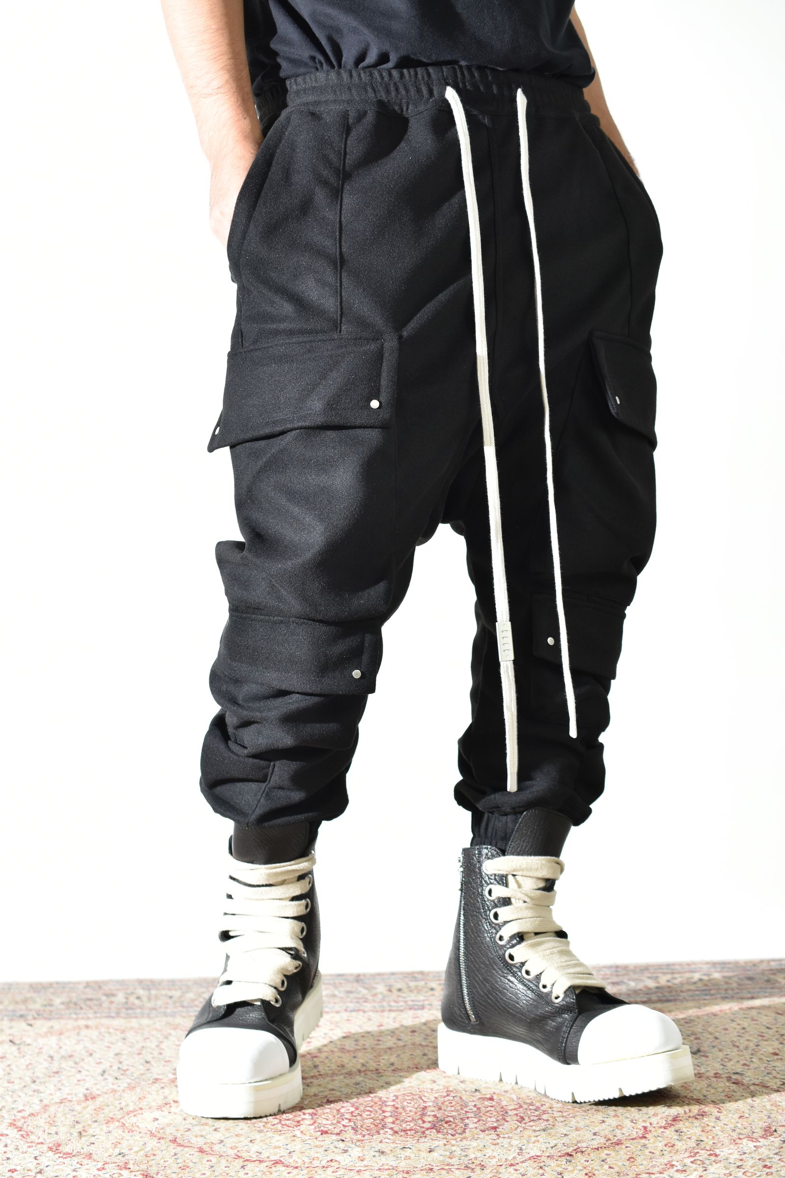 Knit Jersey Military Sarrouel Easy Pants"Black" / ニットジャージーミリタリーサルエルイージーパンツ"ブラック"