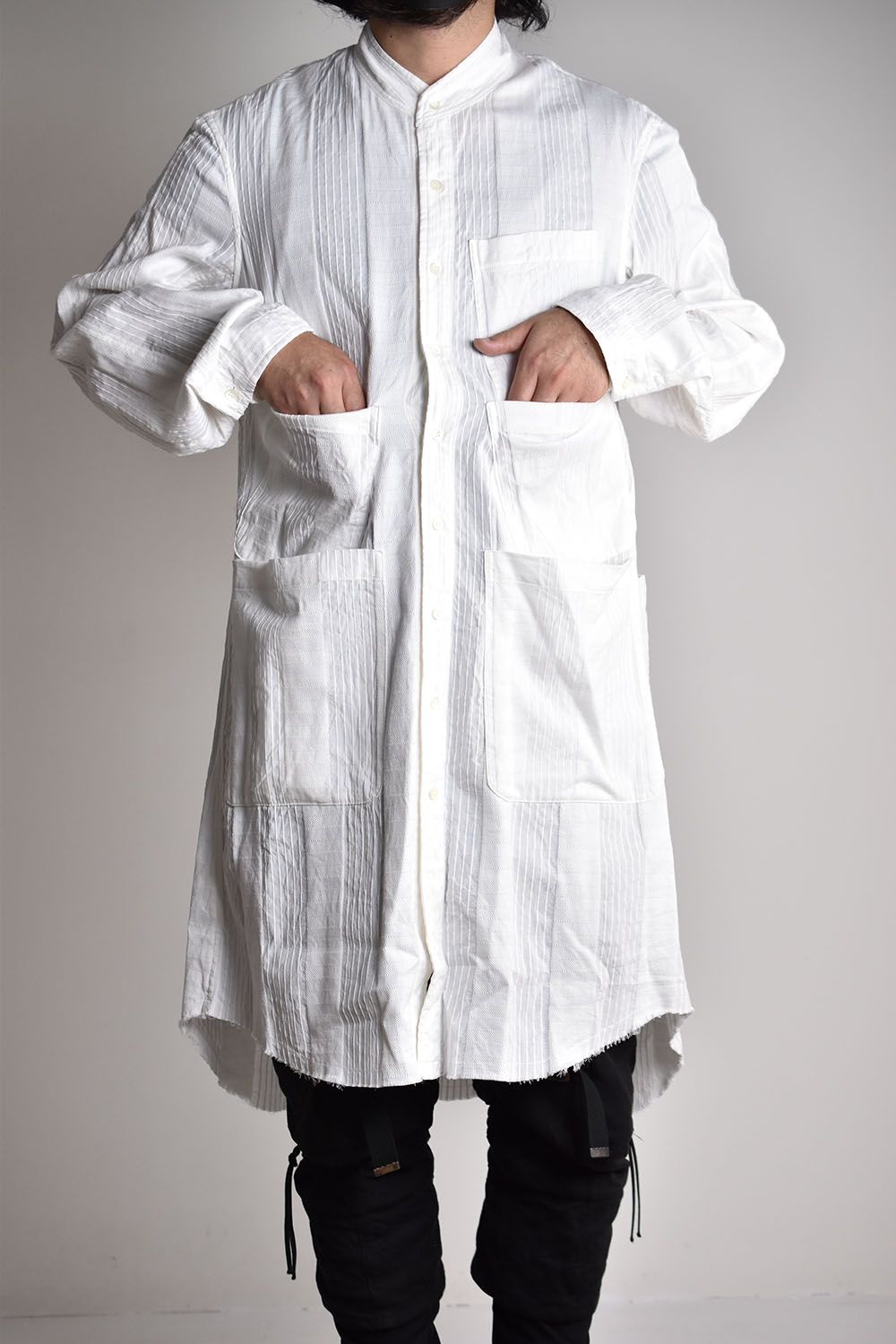 Gament Dyeing Oversized Long Shirts"White"/ ガーメントダイオーバーサイズロングシャツ"ホワイト"