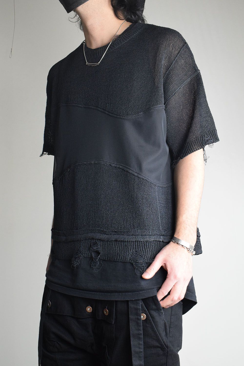 Dock Reverse Knit Tee"Black" / ドッキングリバースニットTee"Black"