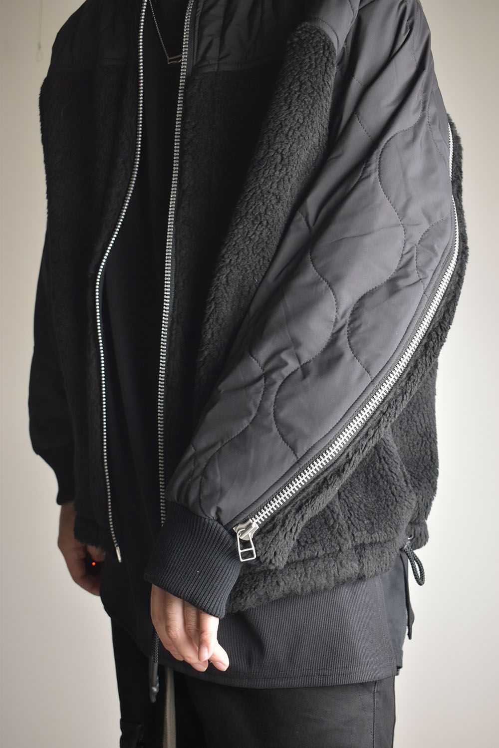 Combination Zip Boa Jersey"Black" / コンビネーションジップボアジャージー"ブラック"