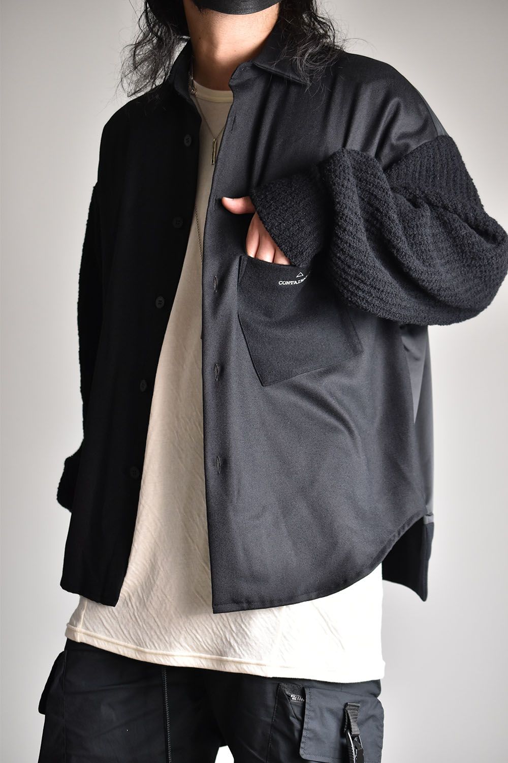 Knit Sleeve Shirts"Black"/ニットスリーブシャツ"ブラック"