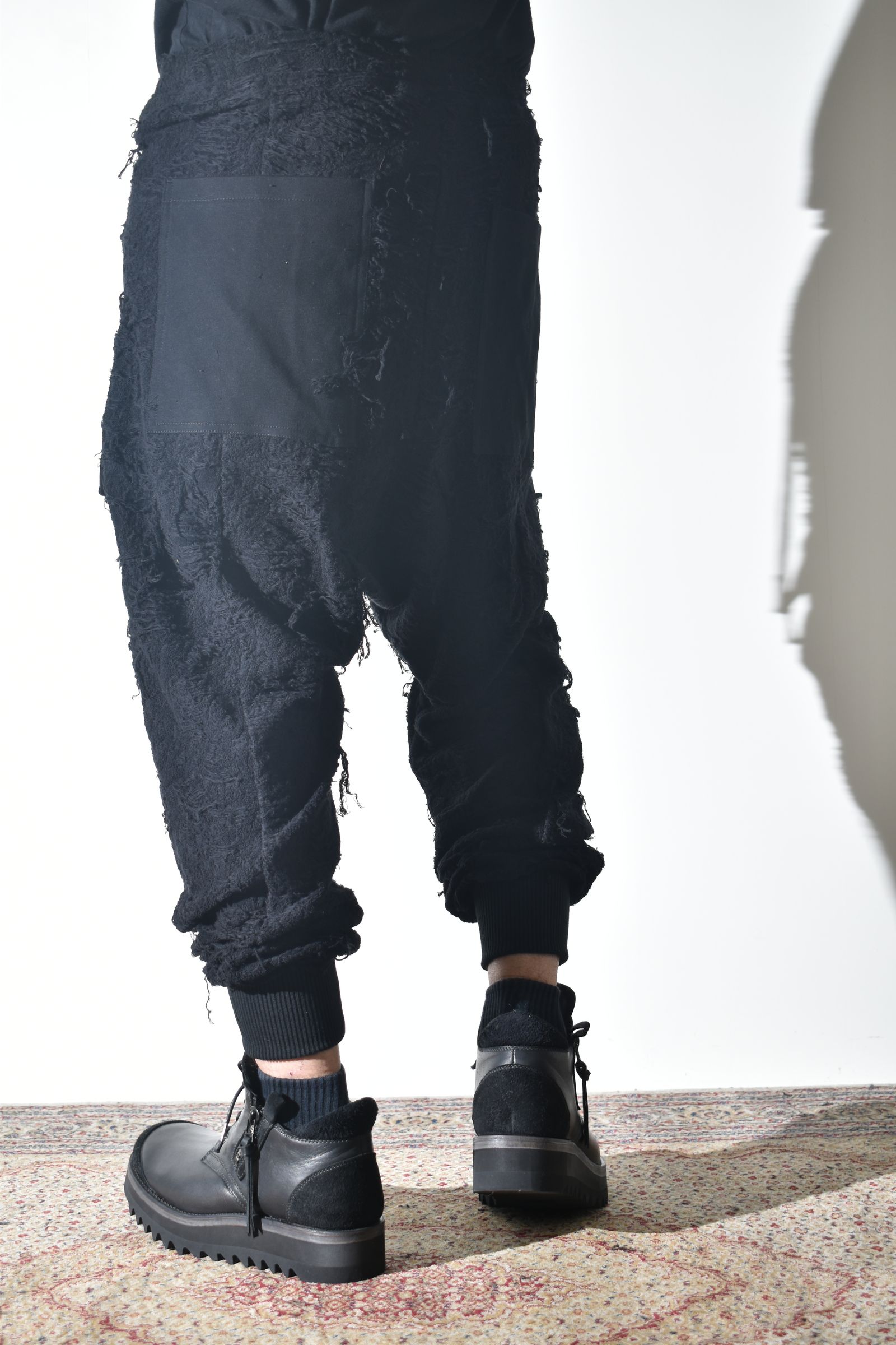 Damage Pile Combination Wide Jogger Pants"Black" / ダメージパイルコンビネーションワイドジョガーパンツ"ブラック"