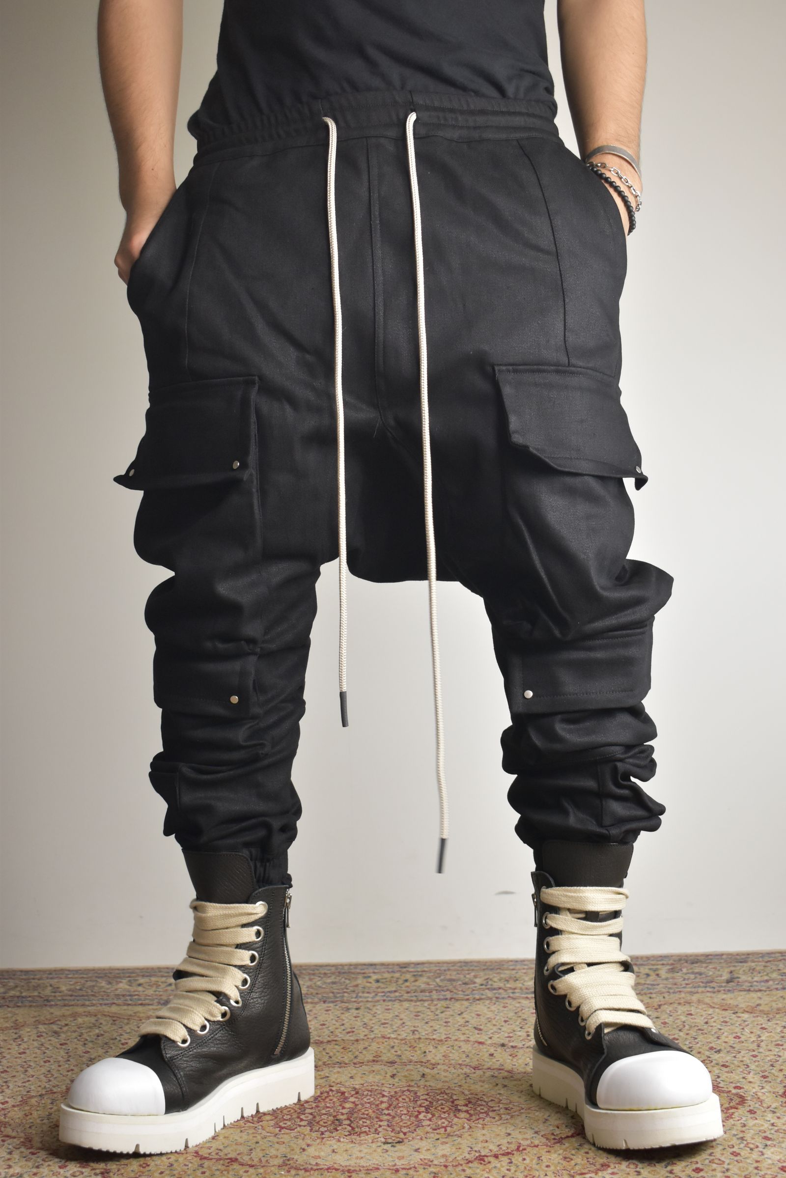 Bonding Sarouel Cargo Jogger Denim"Black" / ボンディングサルエルカーゴジョガーデニム"ブラック"