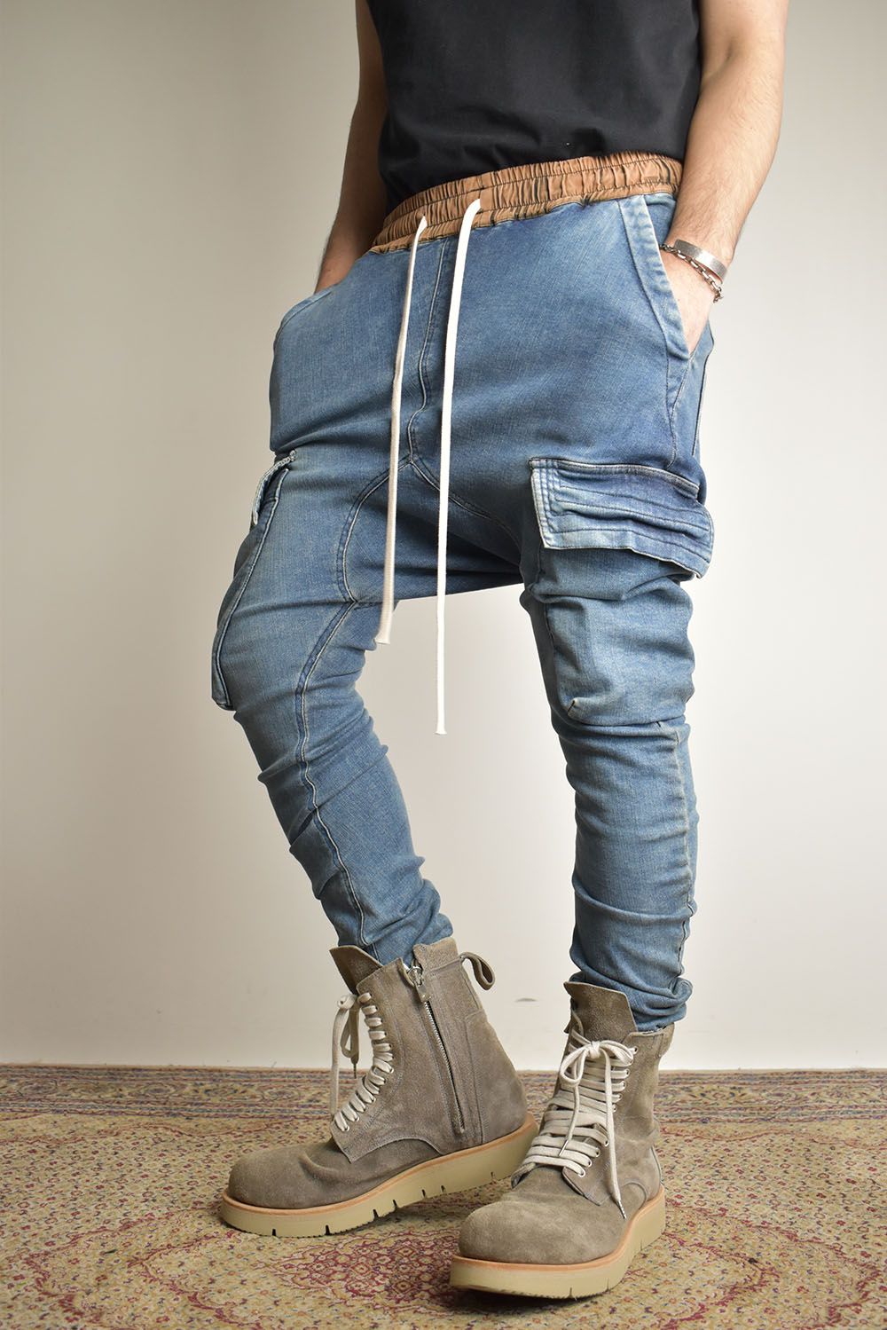 Vintage Denim Cargo Sarouel Skinny"Blue" / ヴィンテージデニムカーゴサルエルスキニー"ブルー"