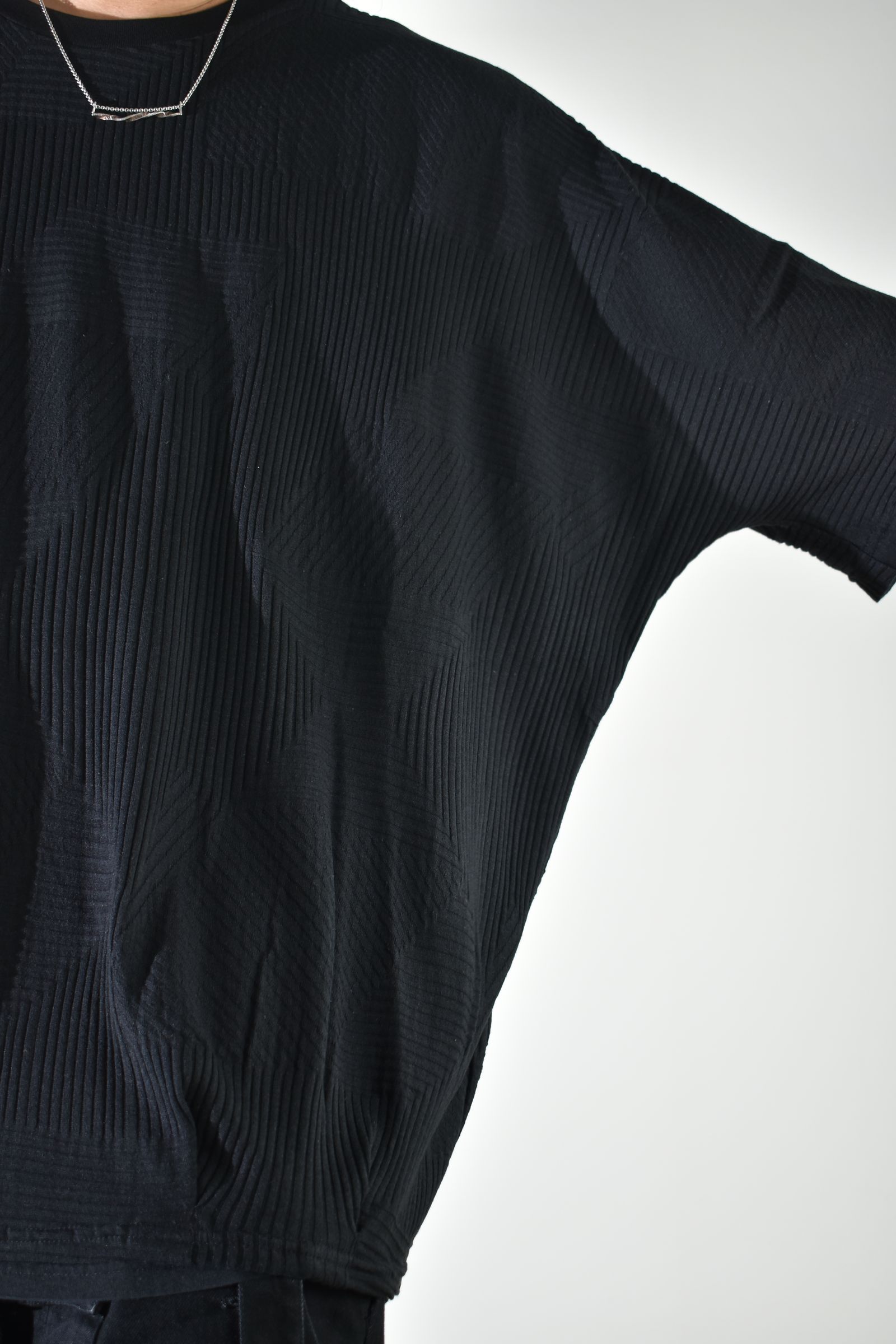 Deformed Stripe Pattern Dolman Tee "Black " /ディフォルメドストライプパターンドルマンTee"ブラック"