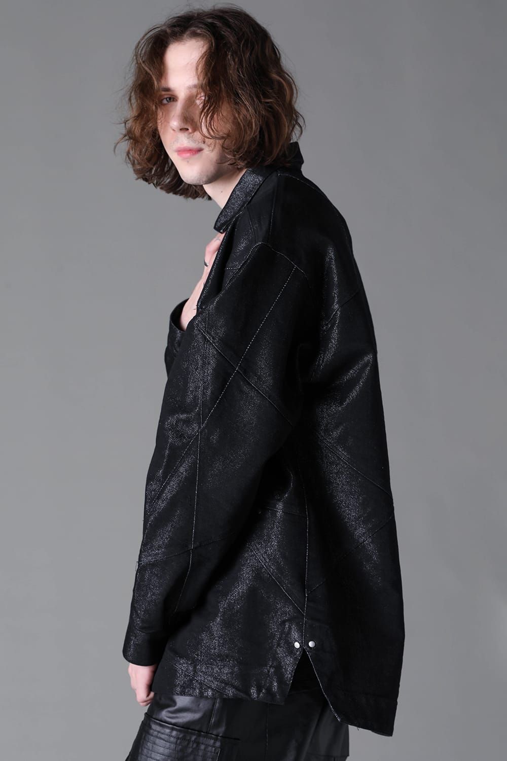 《2026AW先行予約》Random Panelled Denim Shirts "Balck × Silver" /  ランダムパネルデニムシャツ"ブラック×シルバー"