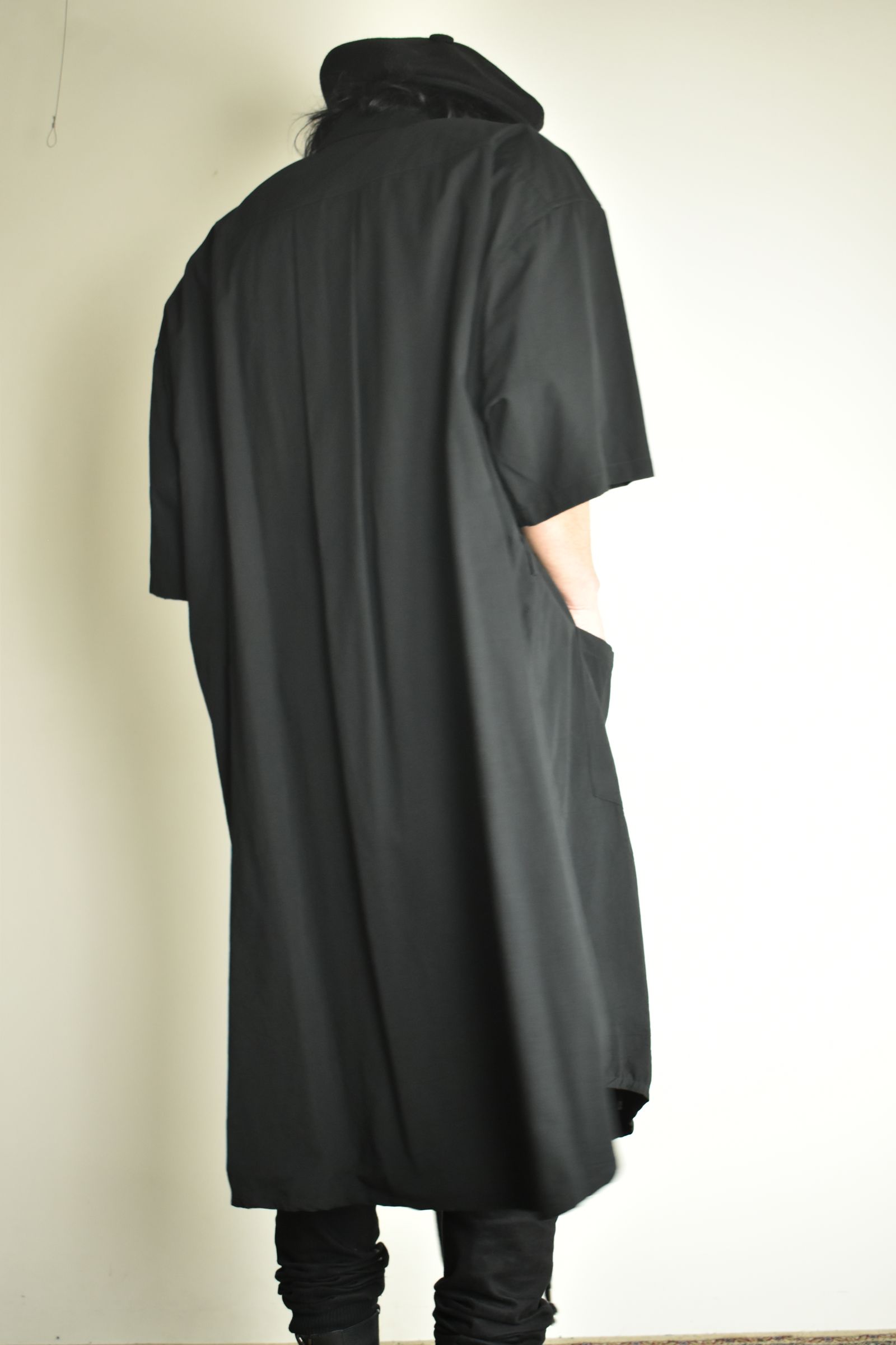 Cotton Broad Short-Sleeved Big Shirt &Dress"Black" / コットンブロード半袖ビッグシャツ / ワンピース"ブラック"