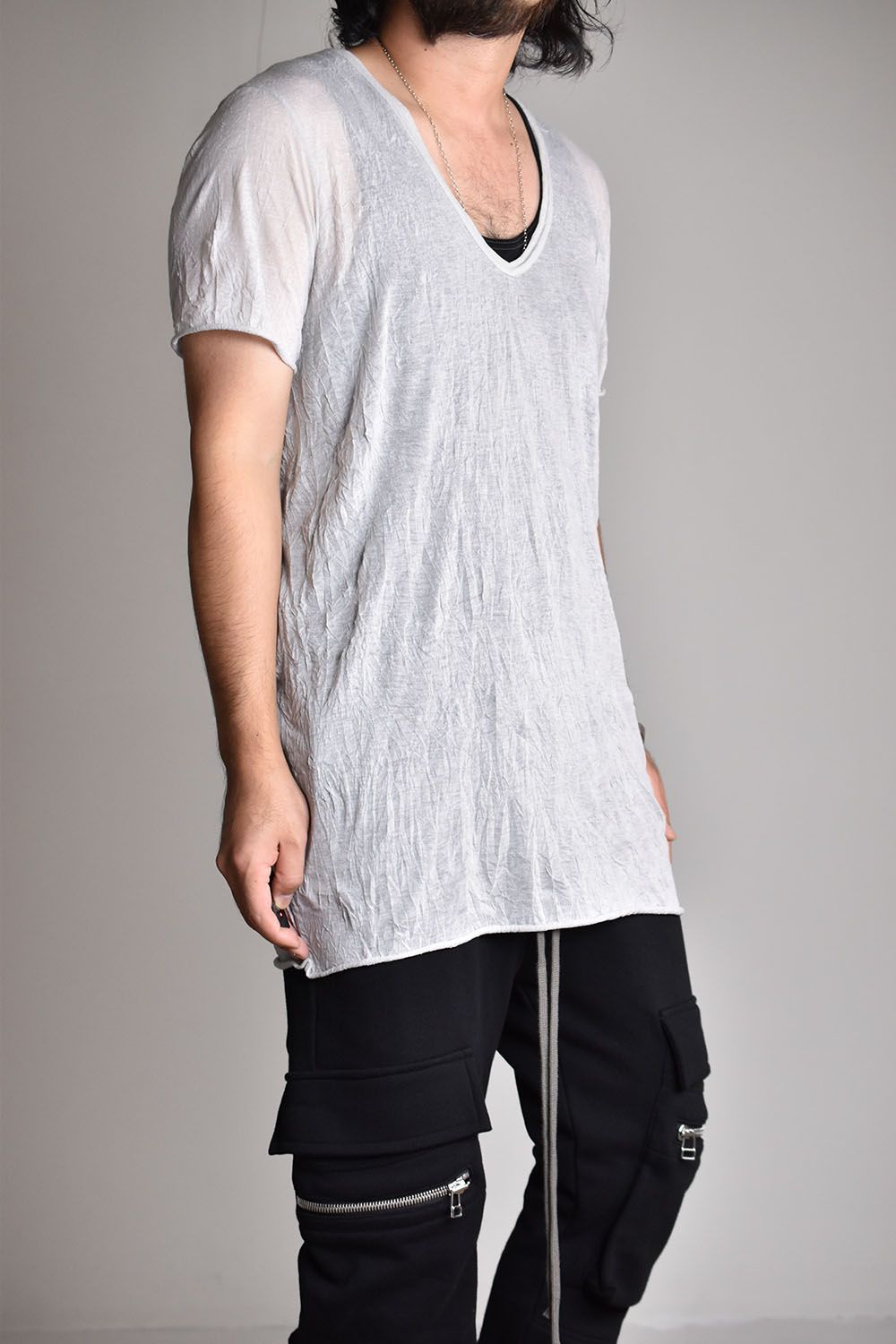 《2026SS先行予約》Gauze Washer V Neck Tee"Black/White/Ivory/Beige/Grey" / ガーゼワッシャーVネックTee"ブラック/ホワイト/アイボリー/ベージュ/グレー"