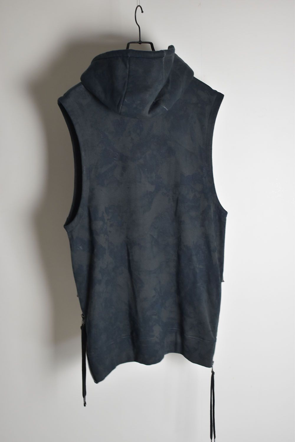 Non-ply Yarn Lined Coated Hooded Vest "Clay Blue"無撚糸裏毛コーティングフーデットベスト"クレイブルー"