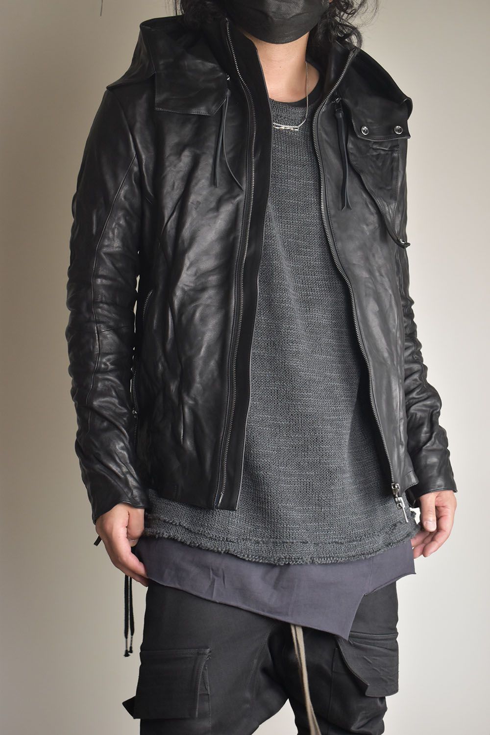 Horse Leather Hood Attachd Jacket "Black" / ホースレザーフードアタッチドジャケット"ブラック"