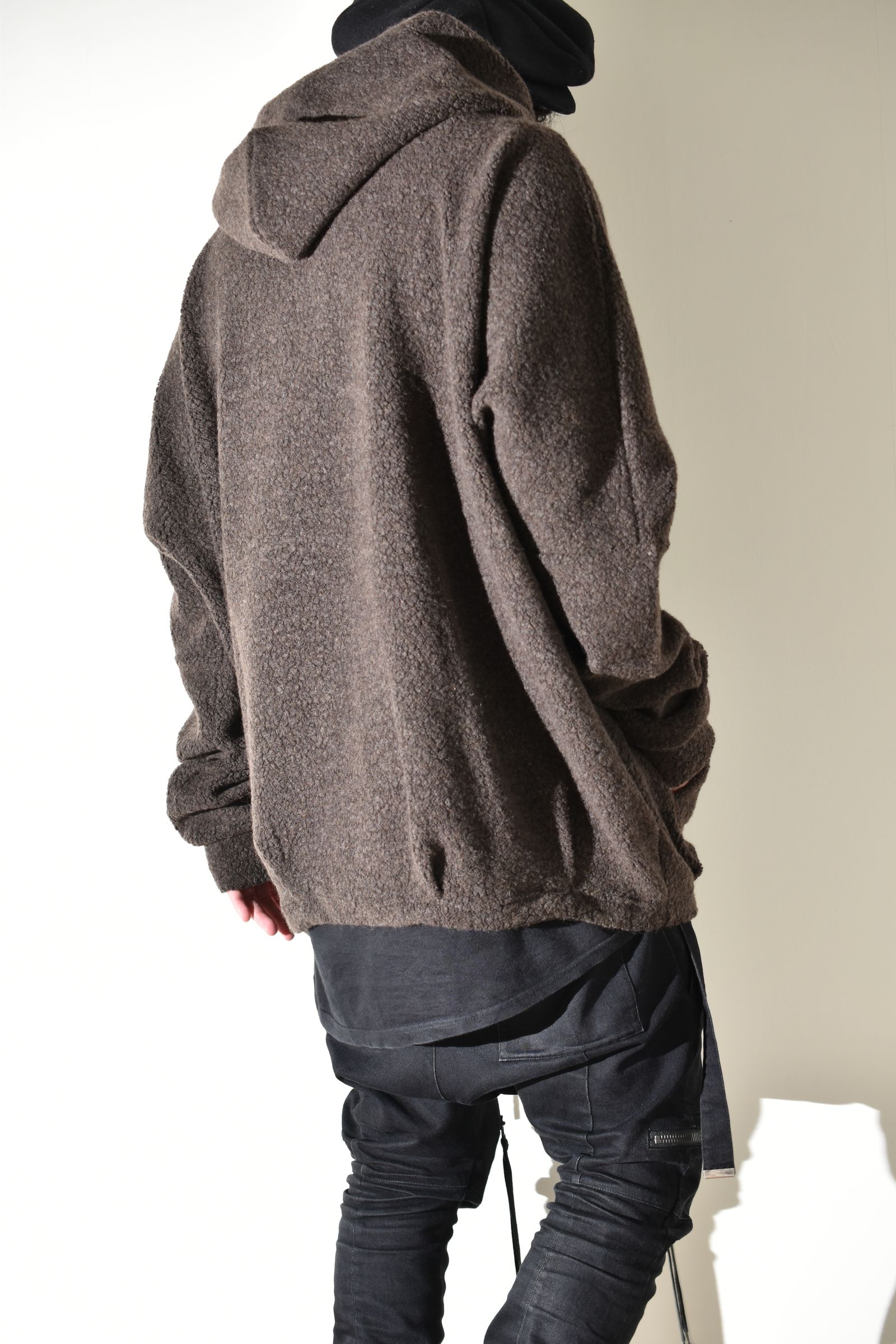 Sheep Pile Knit Dolman Hoodie Pullover"Khaki" / シープパイルニットドルマンフーディプルオーバー"カーキ"