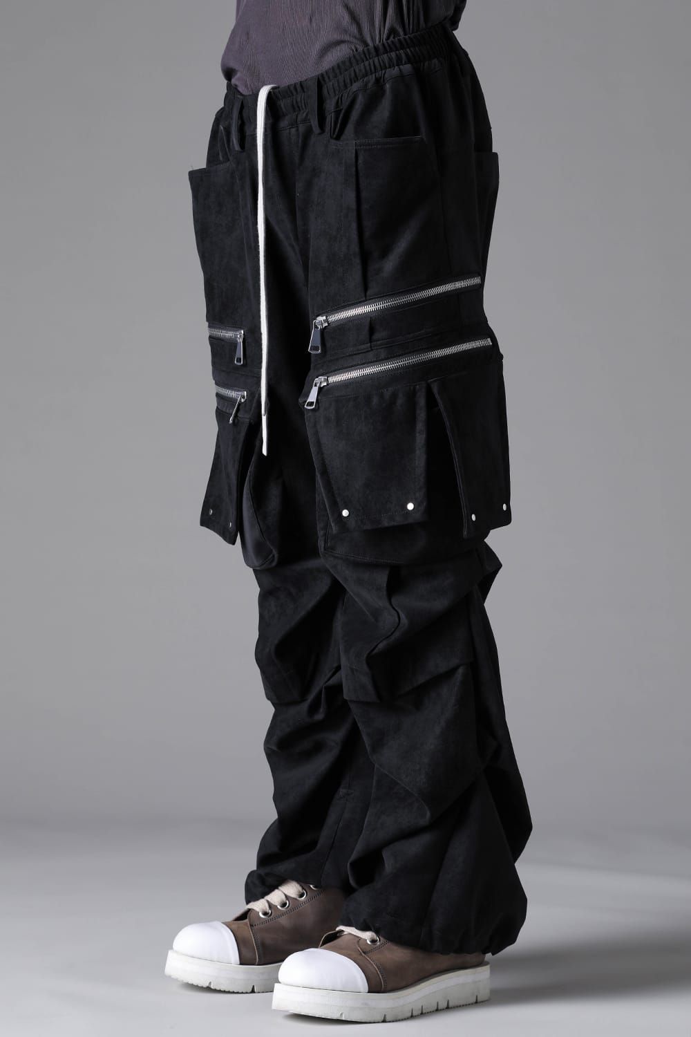 《2026AW先行予約》Vegan Suede Leather Cargo Pants"Black" / ヴィーガンスウェードレザーカーゴパンツ "ブラック"