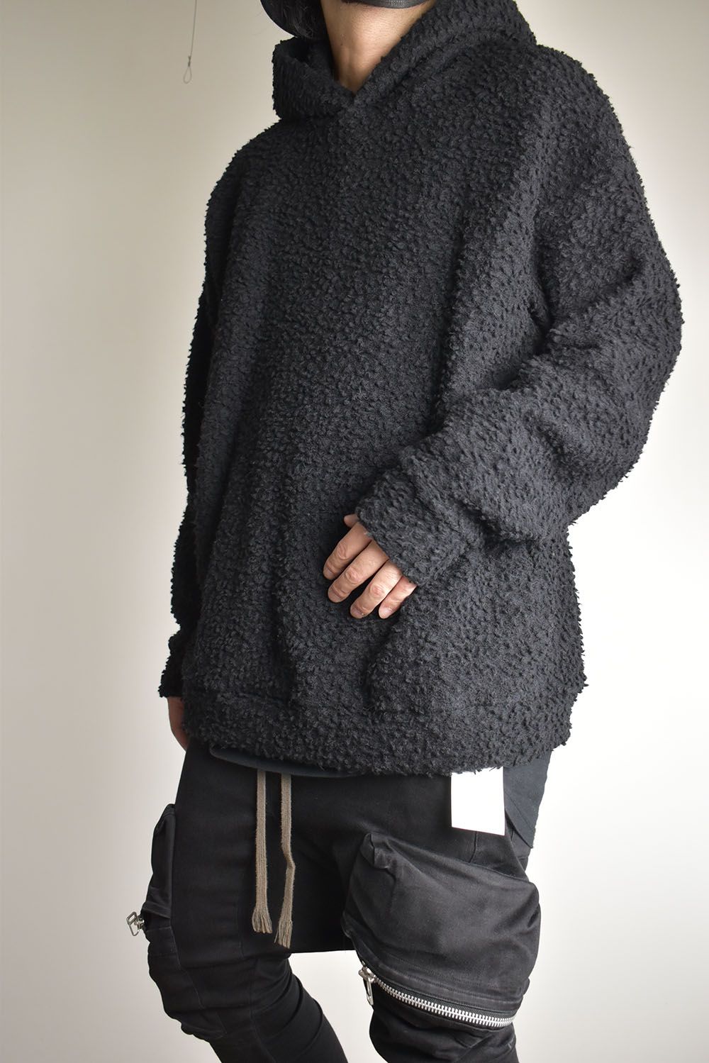 Wool Cotton Boa Hoodie Pullover"Black" /  ウールコットンボアフーディプルオーバー"ブラック"