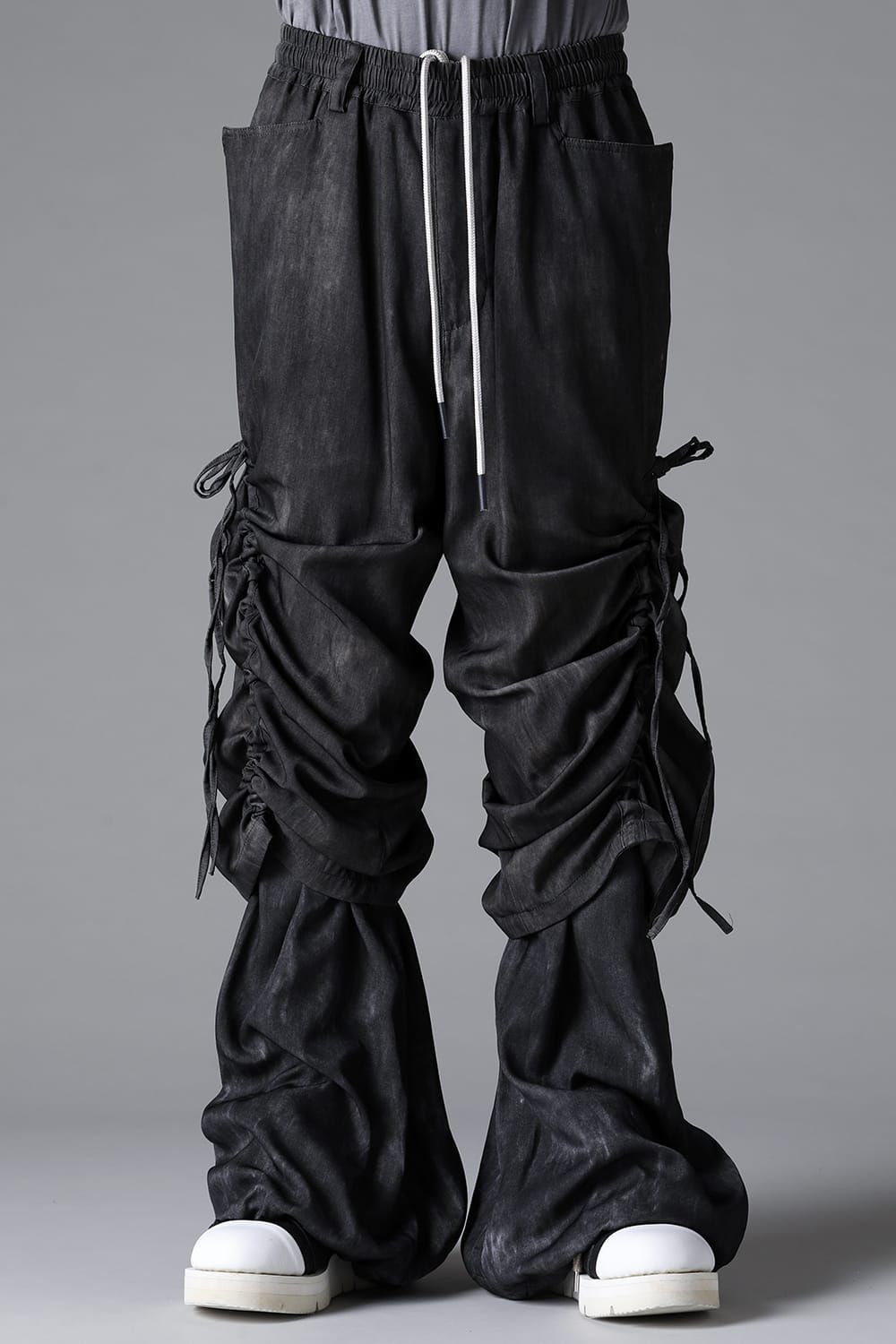 《2026SS先行予約》Layerd Gather Wide Pants"Black / Uneven D.Grey / Uneven Grey" / レイヤードギャザーワイドパンツ"ブラック/アンイーブンダークグレー/アンイーブングレー"