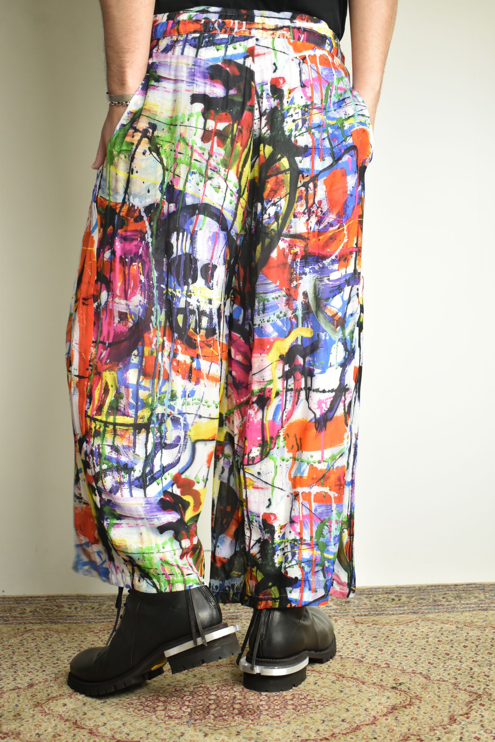 Rayon Chiffon Inkjet Print Wide Cropped Easy Pants"Color Print" / レーヨンシフォンインクジェットプリントワイドクロップドイージーパンツ"カラープリント"