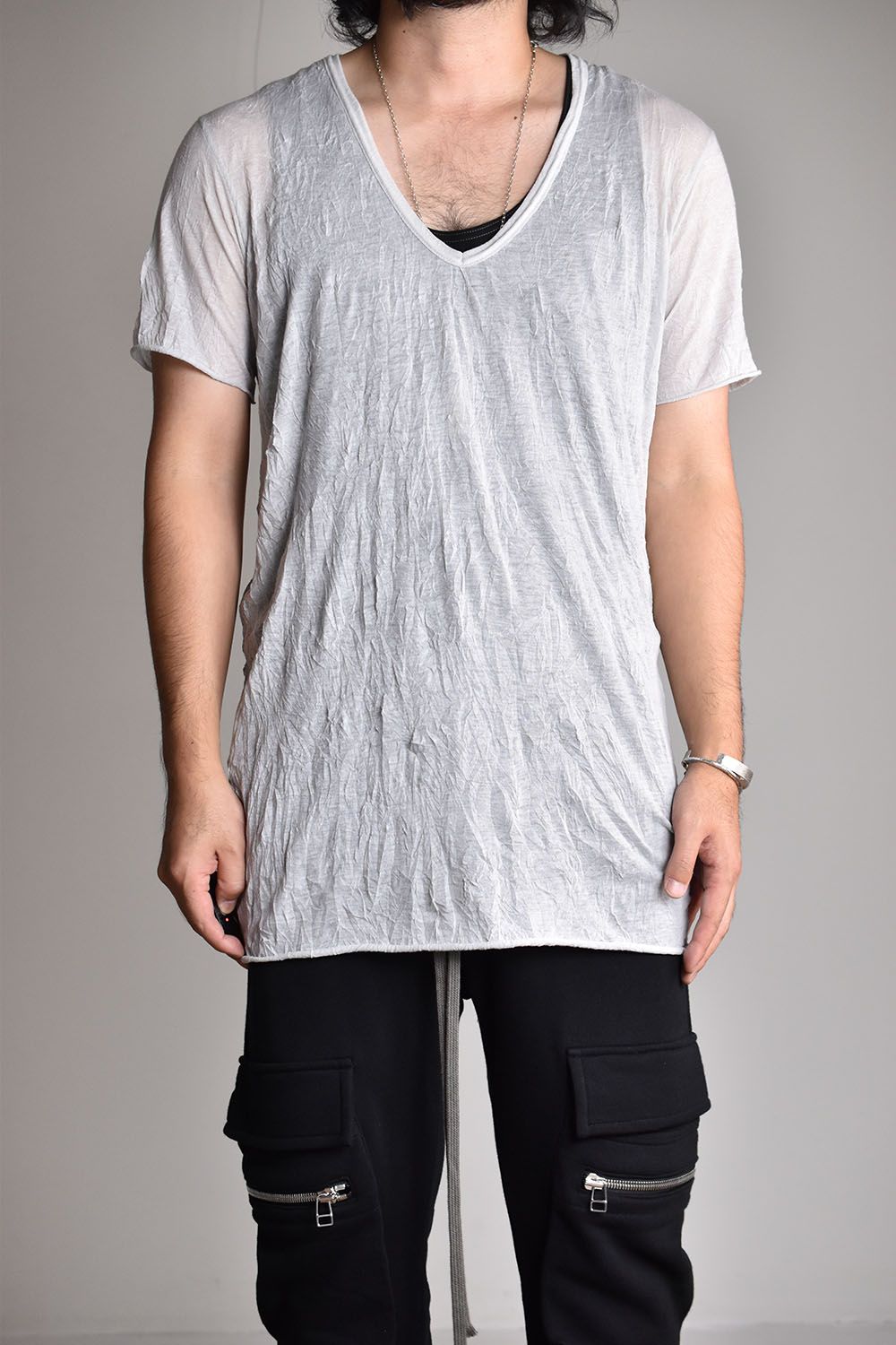 《2026SS先行予約》Gauze Washer V Neck Tee"Black/White/Ivory/Beige/Grey" / ガーゼワッシャーVネックTee"ブラック/ホワイト/アイボリー/ベージュ/グレー"