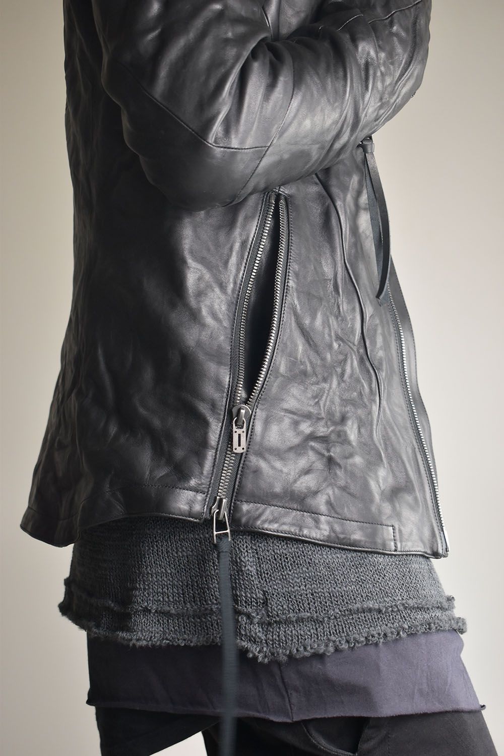 Horse Leather Hood Attachd Jacket "Black" / ホースレザーフードアタッチドジャケット"ブラック"