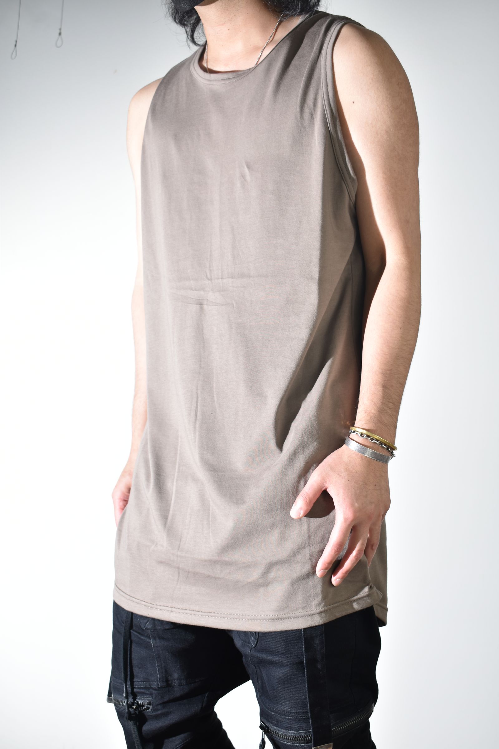 Long Tank Top"G.Brown"/ロングタンクトップ"グレーブラウン"