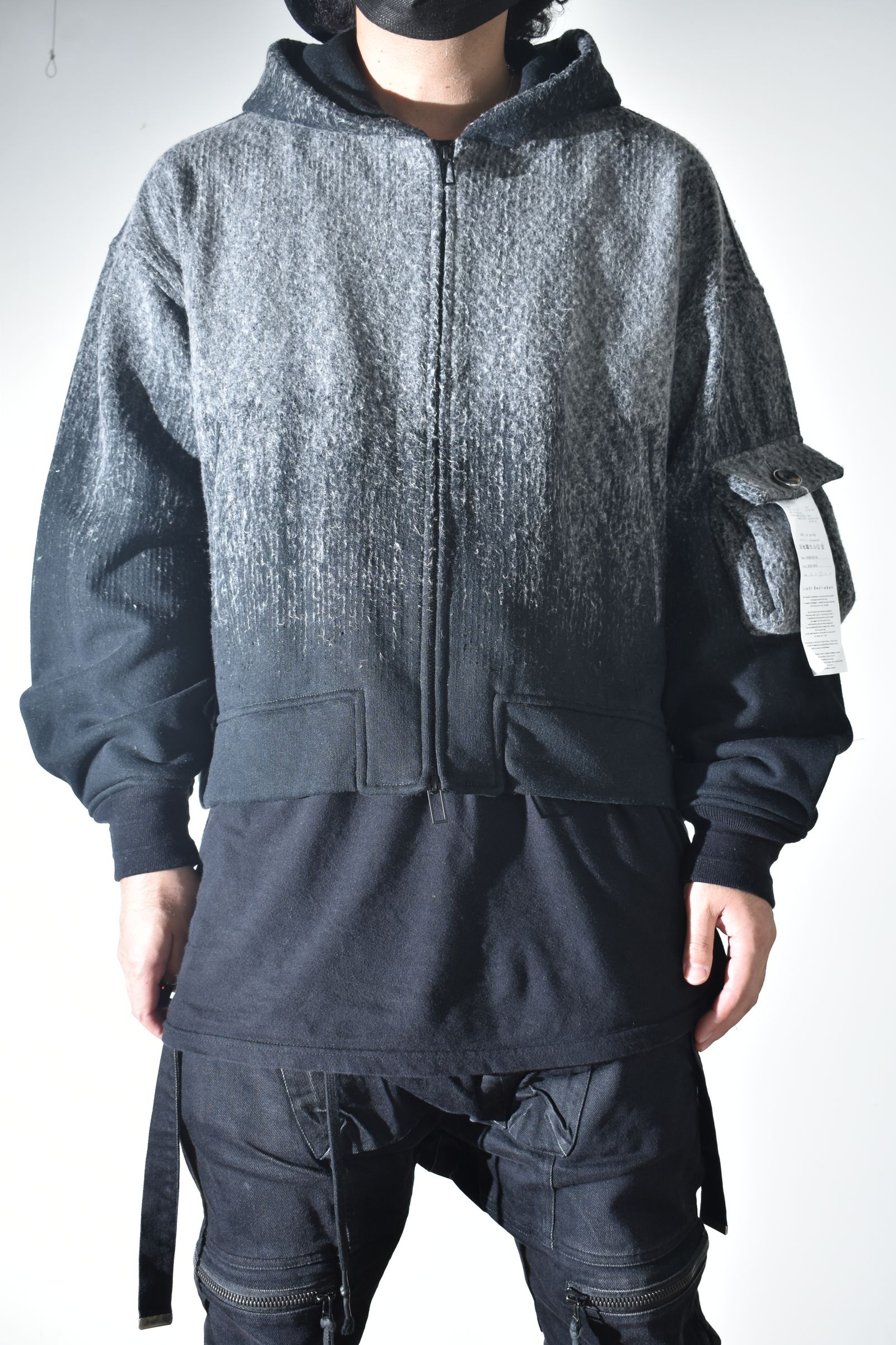 Gradient Needle Punch Double Zip Hoodie "Black Based" / グラデーションニードルパンチダブルジップフーディ"ブラックベース"