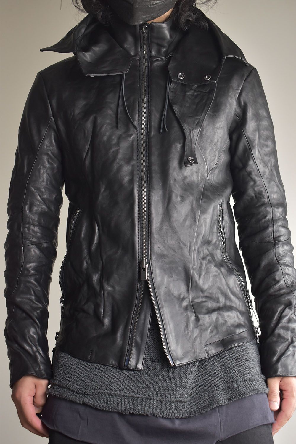 Horse Leather Hood Attachd Jacket "Black" / ホースレザーフードアタッチドジャケット"ブラック"