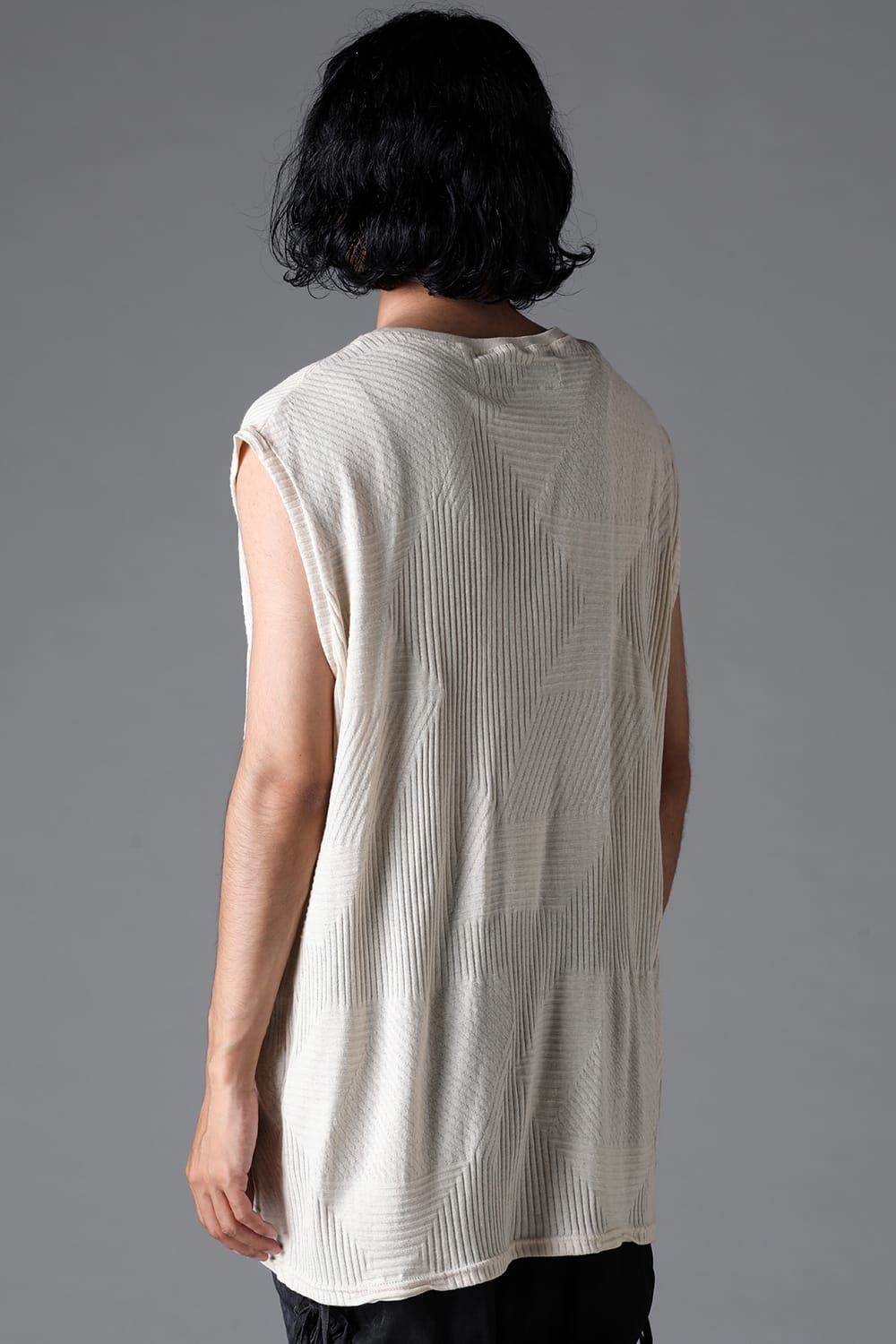 《2026SS先行予約》Deformed Stripe Pattern Tank Top "Black / Cream" /ディフォルメドストライプパターンタンクトップ"ブラック/クリーム"