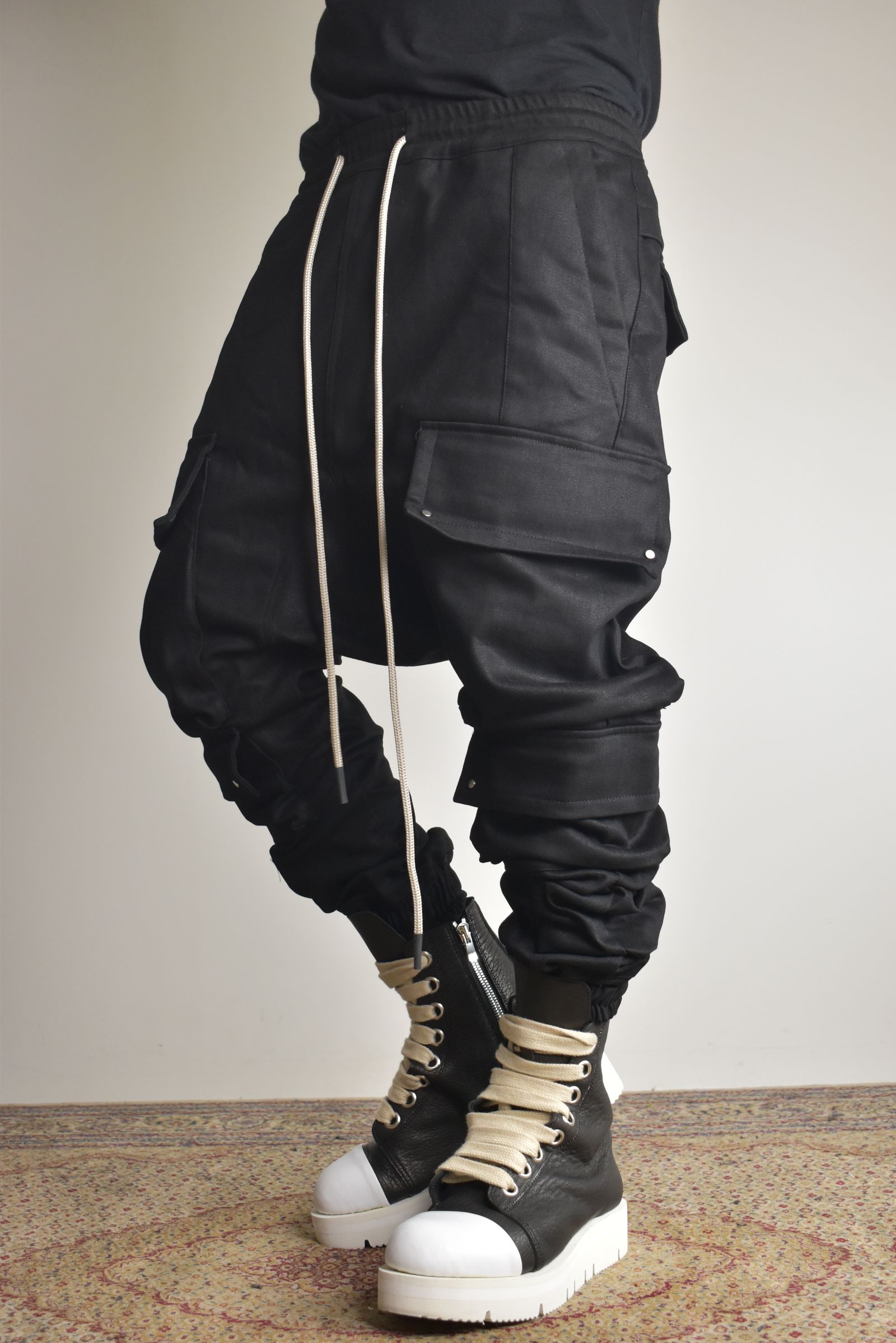 Bonding Sarouel Cargo Jogger Denim"Black" / ボンディングサルエルカーゴジョガーデニム"ブラック"
