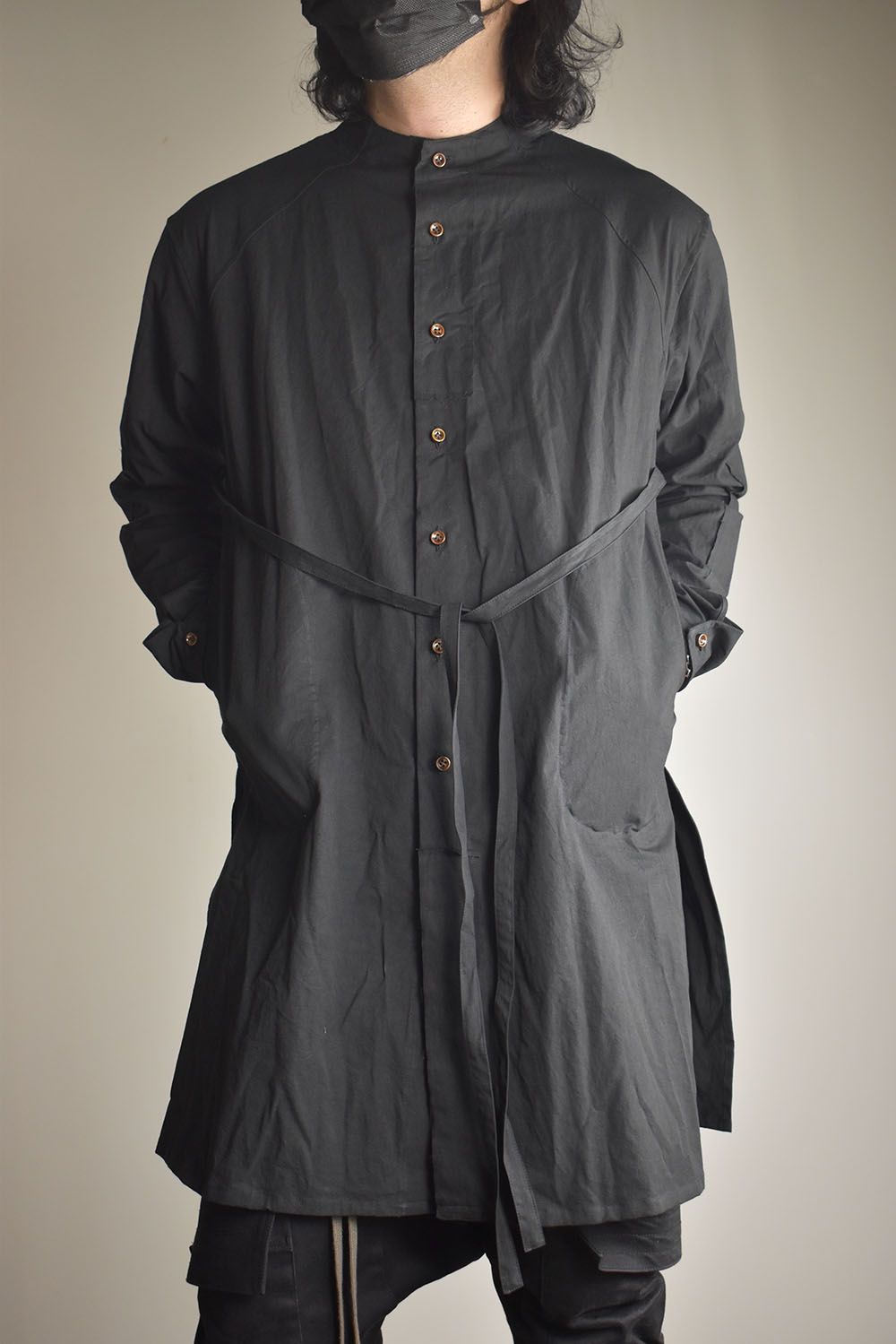 Strings Raw Edge Over Shirts"Black" / ストリングスローエッジオーバーシャツ"ブラック"