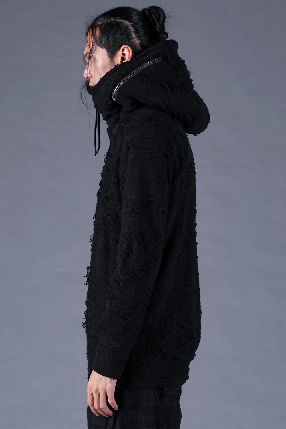 Damage Pile Zip-Up Hoodie"Black" / ダメージパイルジップアップフーディー"ブラック"