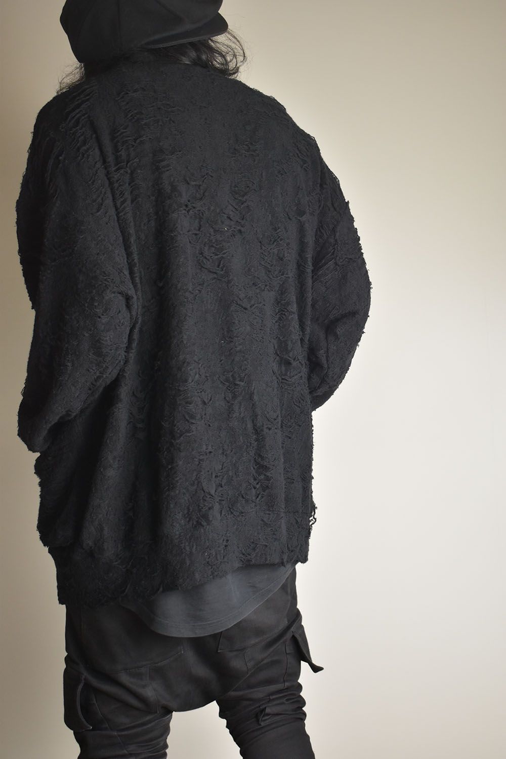 Damage Pile Jumbo Cardigan"Black" / ダメージパイル ジャンボカーディガン"ブラック"
