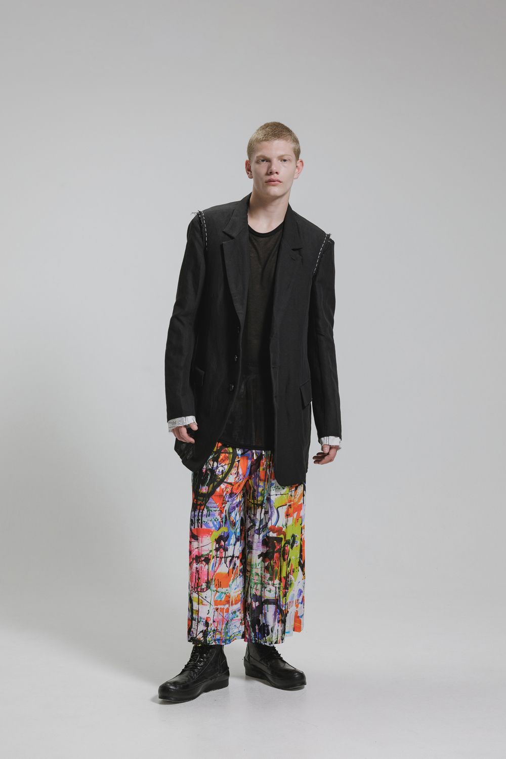 Rayon Chiffon Inkjet Print Wide Cropped Easy Pants"Color Print" / レーヨンシフォンインクジェットプリントワイドクロップドイージーパンツ"カラープリント"