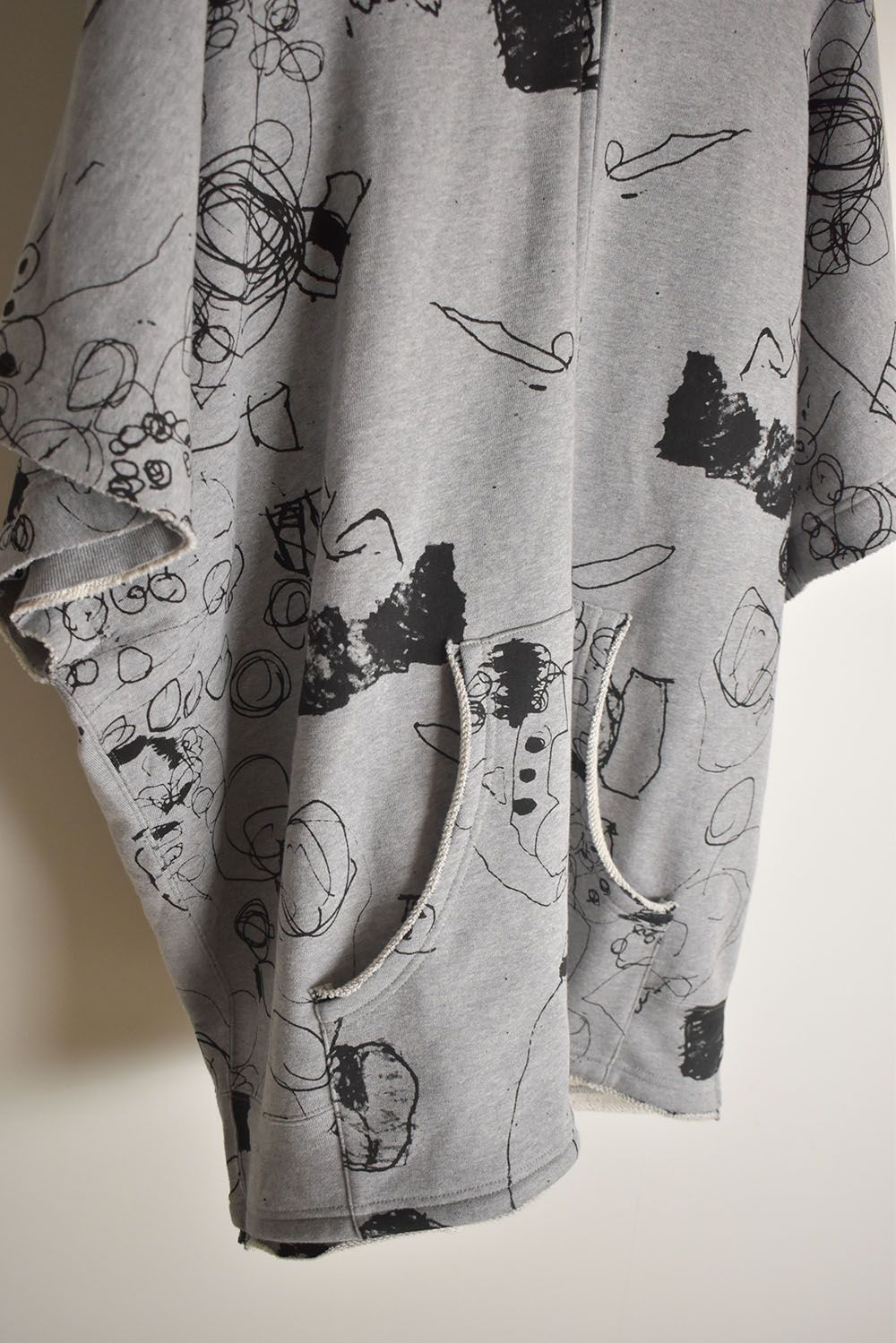 Sweat Oversize Print Zip Up Hoodie"Grey" / スウェットオーバーサイズプリントジップアップパーカ"グレー"