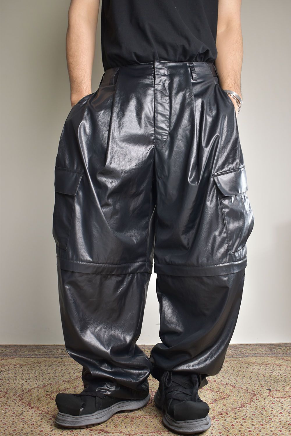 Fake Fake Leather Detachable Cargo Pants"Black"/フェイクフェイクレザーデタッチャブルカーゴパンツ"ブラック"