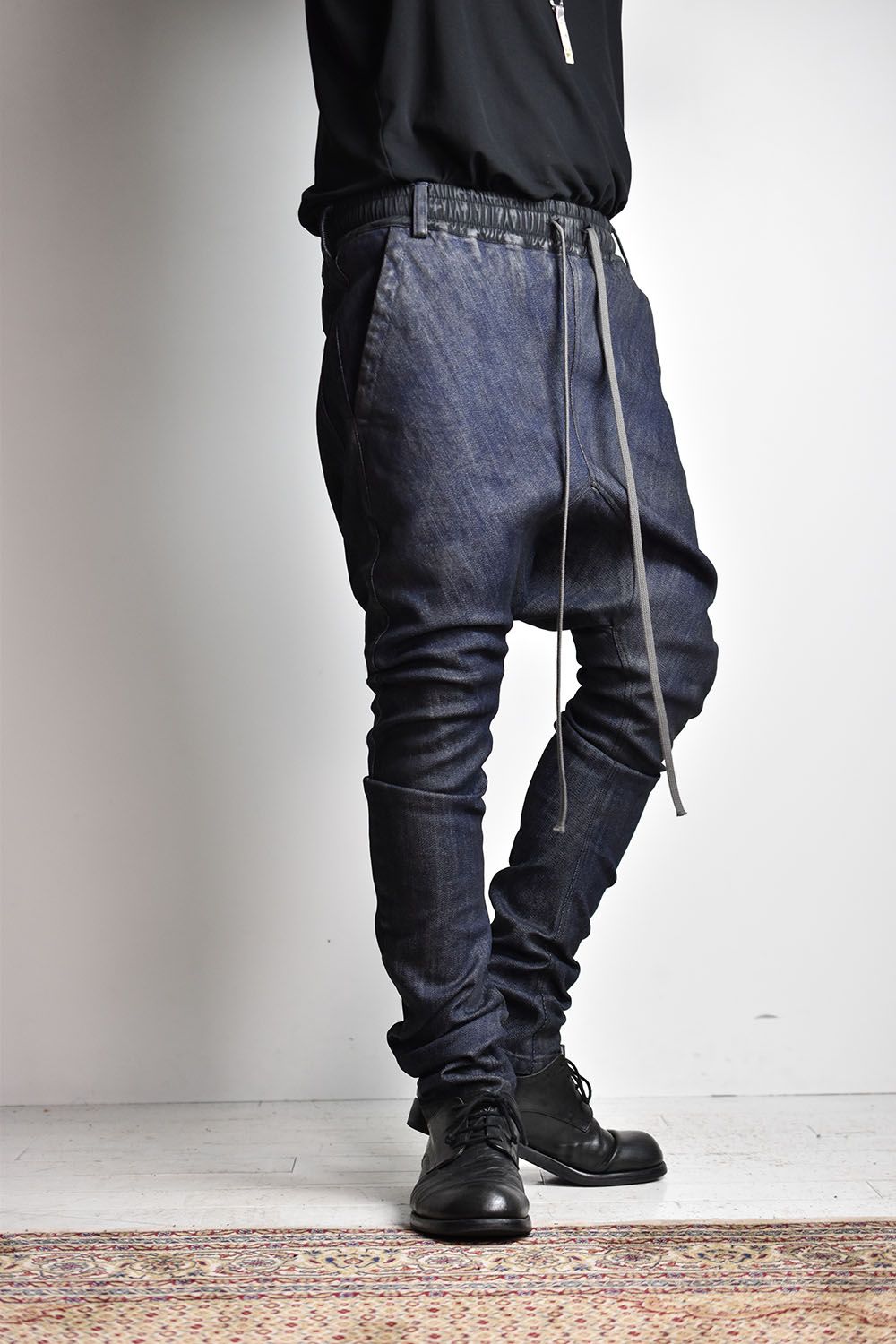 《2025AW先行予約》Coated Stretch denim Sarouel skinny"Blue" / コーティングストレッチデニムサルエルスキニー"ブルー"