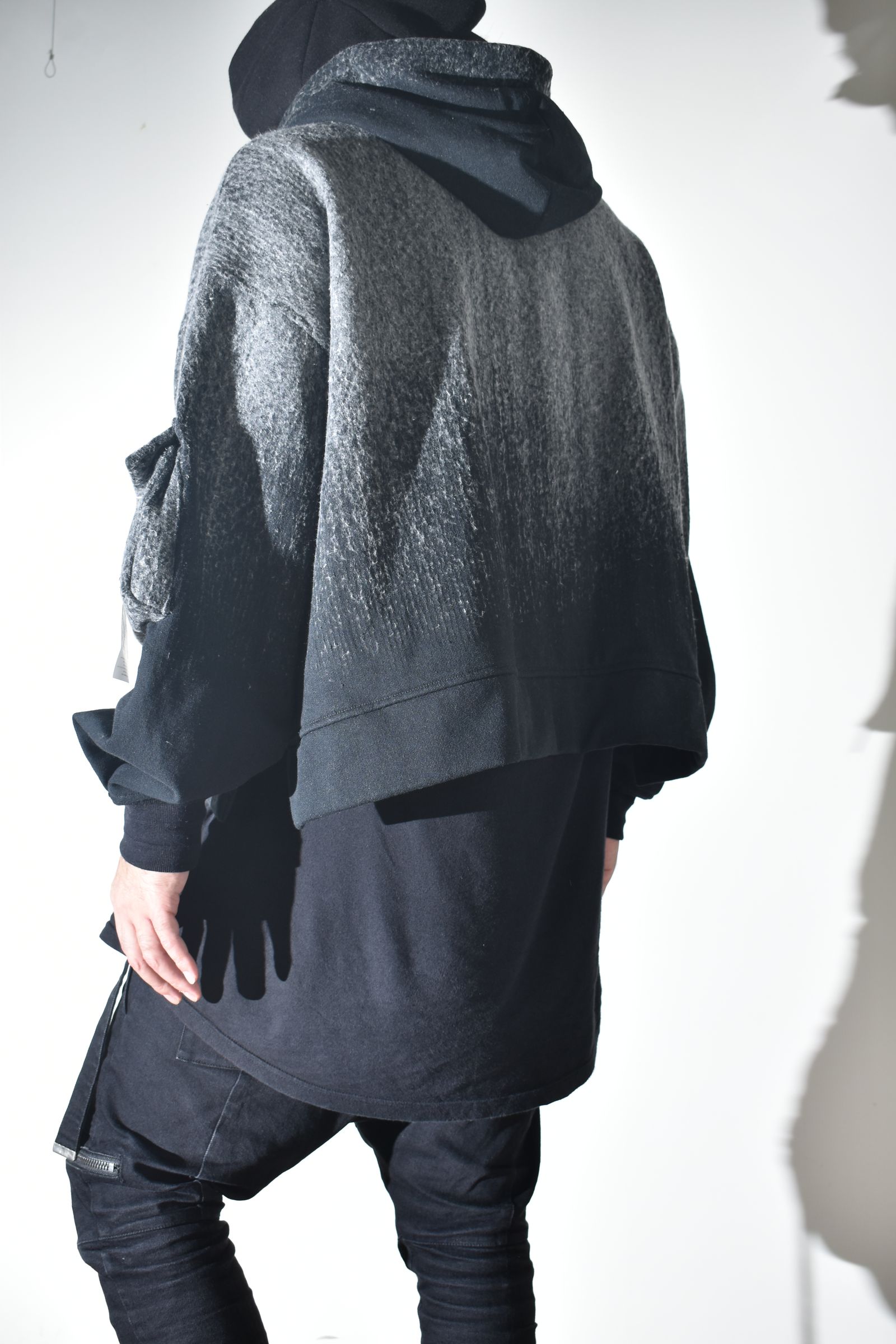Gradient Needle Punch Double Zip Hoodie "Black Based" / グラデーションニードルパンチダブルジップフーディ"ブラックベース"