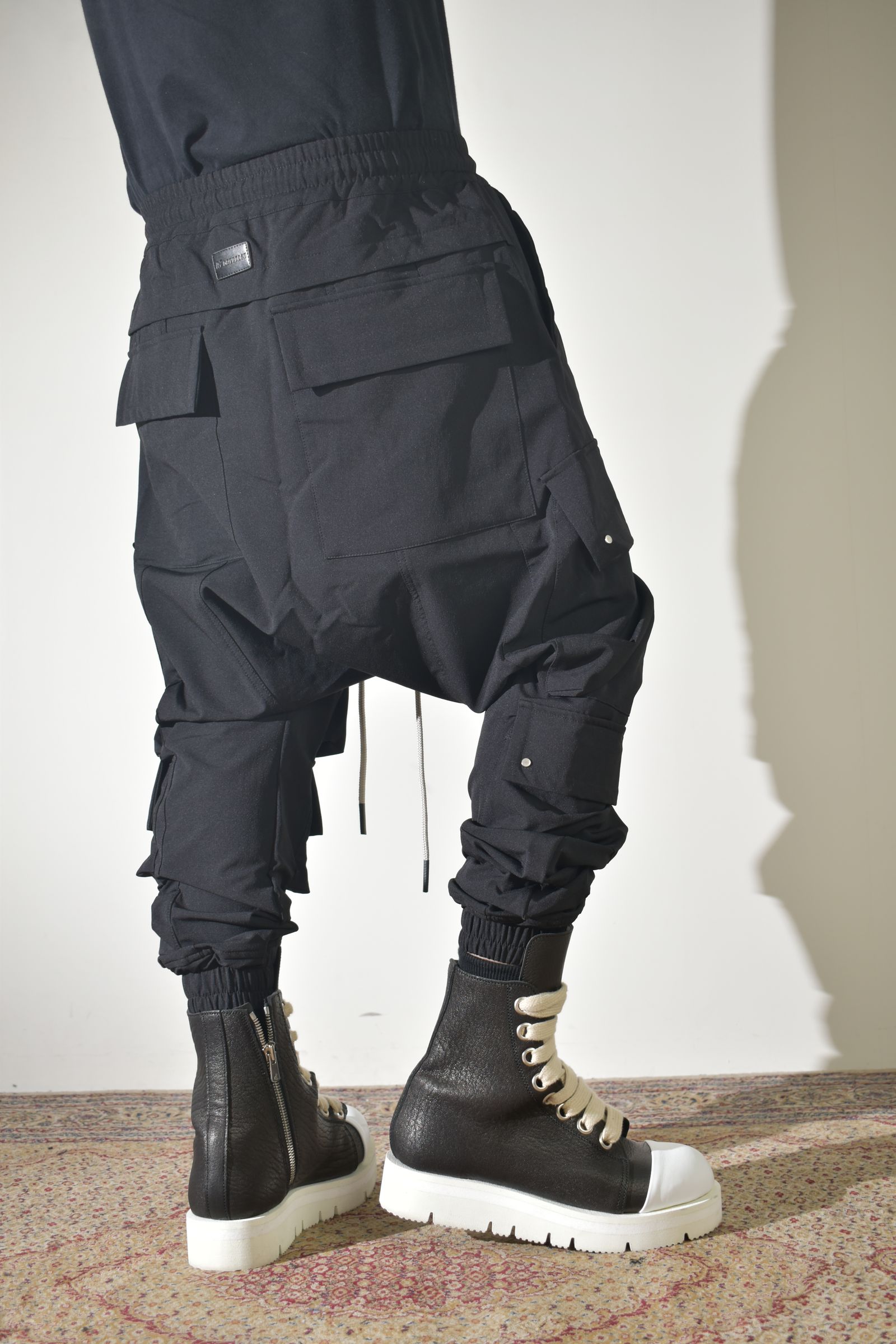 Stretch Nylon Military Sarouel Pants"Black" / ストレッチナイロンミリタリーサルエルパンツ"ブラック"