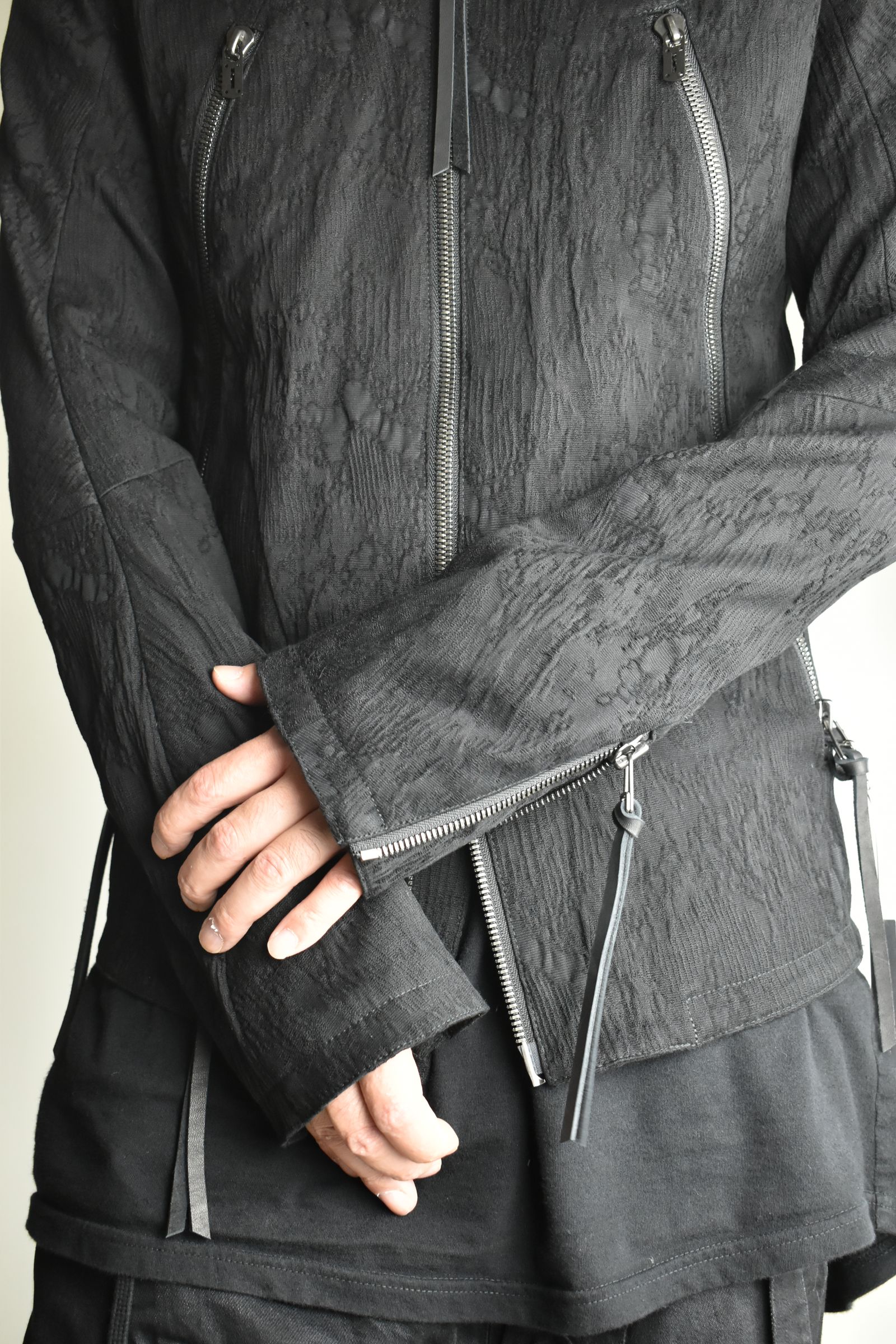 Damage Jacquard Single Rider Jacket"Black" / ダメージジャガードシングルライダースジャケット"ブラック"