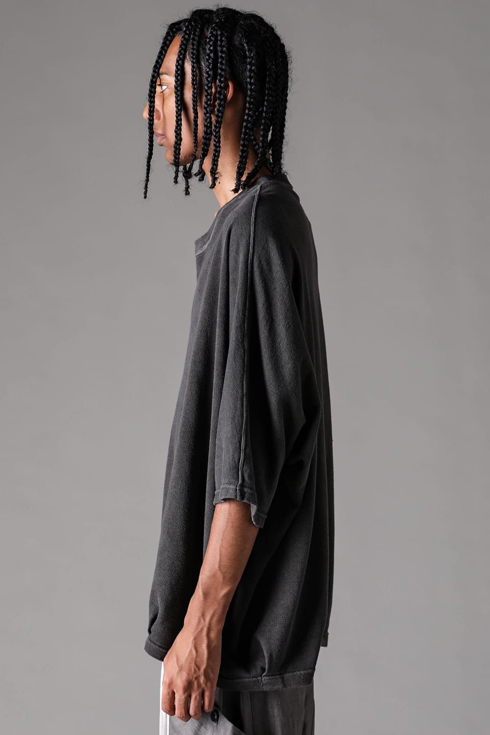 《2027SS先行予約》Sumi Dyed Lightweight French Terry Dolman Jumbo Tee"D.Grey" / 墨染ミニ裏毛ドルマンジャンボTee"ダークグレー"