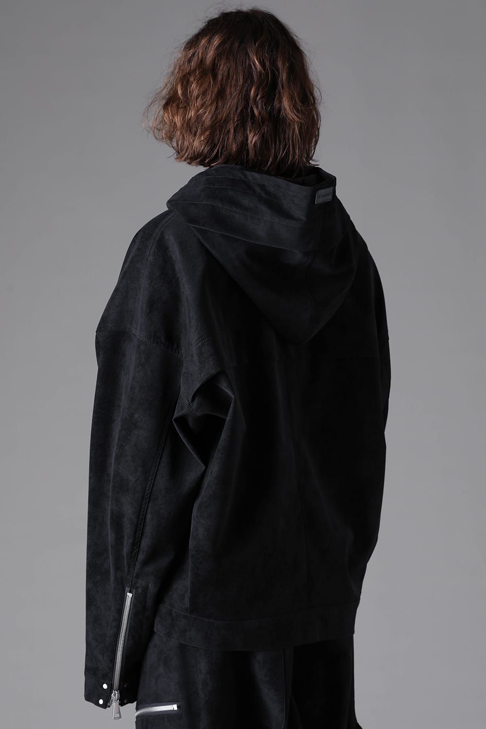 《2026AW先行予約》Vegan Suede Leather Hoodie Blouson"Black" / ヴィーガンスウェードレザーフーディブルゾン "ブラック"