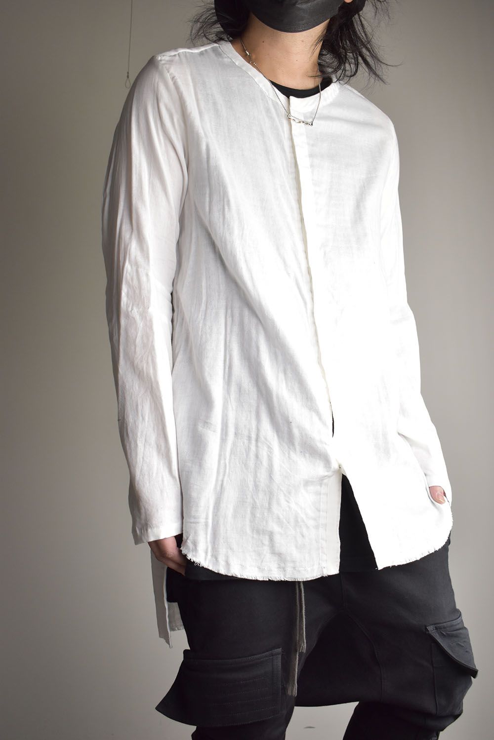 Round Neck Reversible Gauze Shirt"Off White" / ラウンドネックリバーシブルガーゼシャツ"オフホワイト"