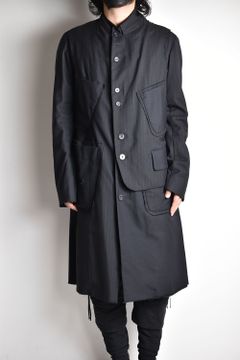 Patched Long Jacket W Half Vest"Black"/パッチドロングジャケット ダブルハーフベスト"ブラック"