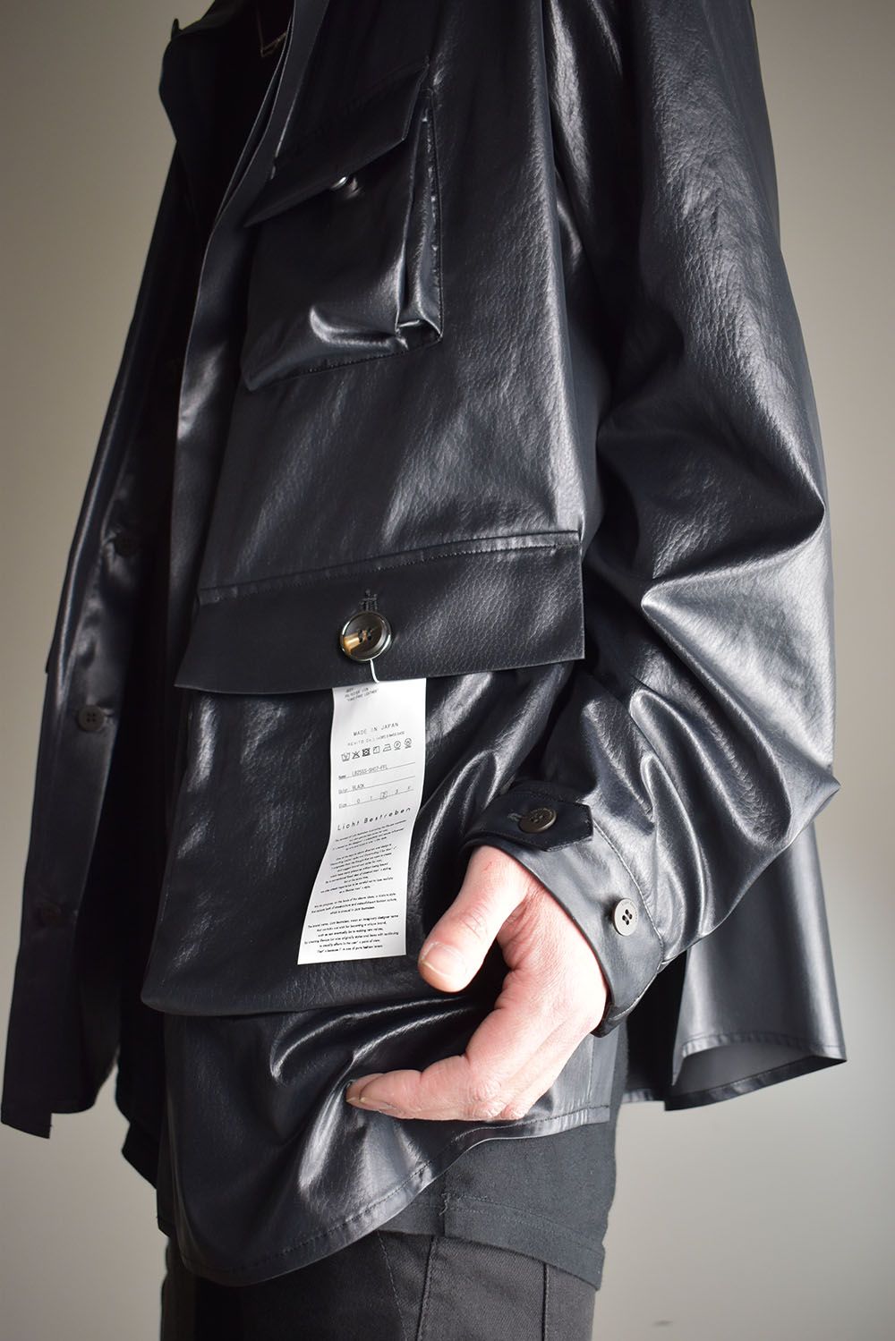 Fake Fake Leather Shirts Jacket"Black" / フェイクフェイクレザーシャツジャケット"ブラック"