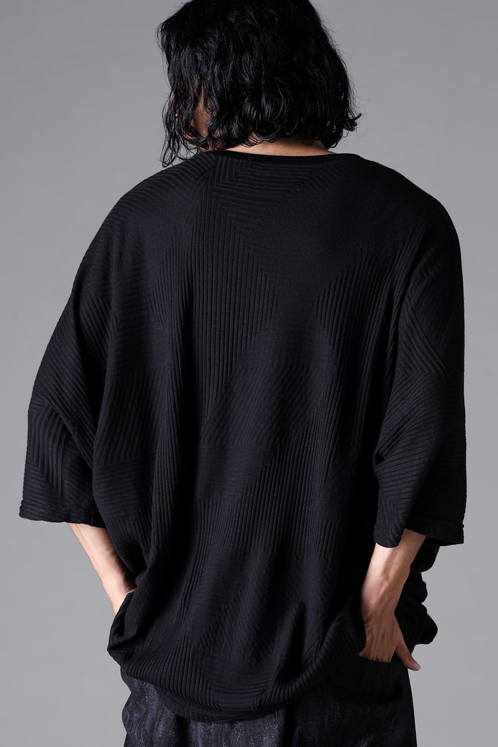 《2026SS先行予約》Deformed Stripe Pattern Dolman Tee "Black / Cream" /ディフォルメドストライプパターンドルマンTee"ブラック/クリーム"