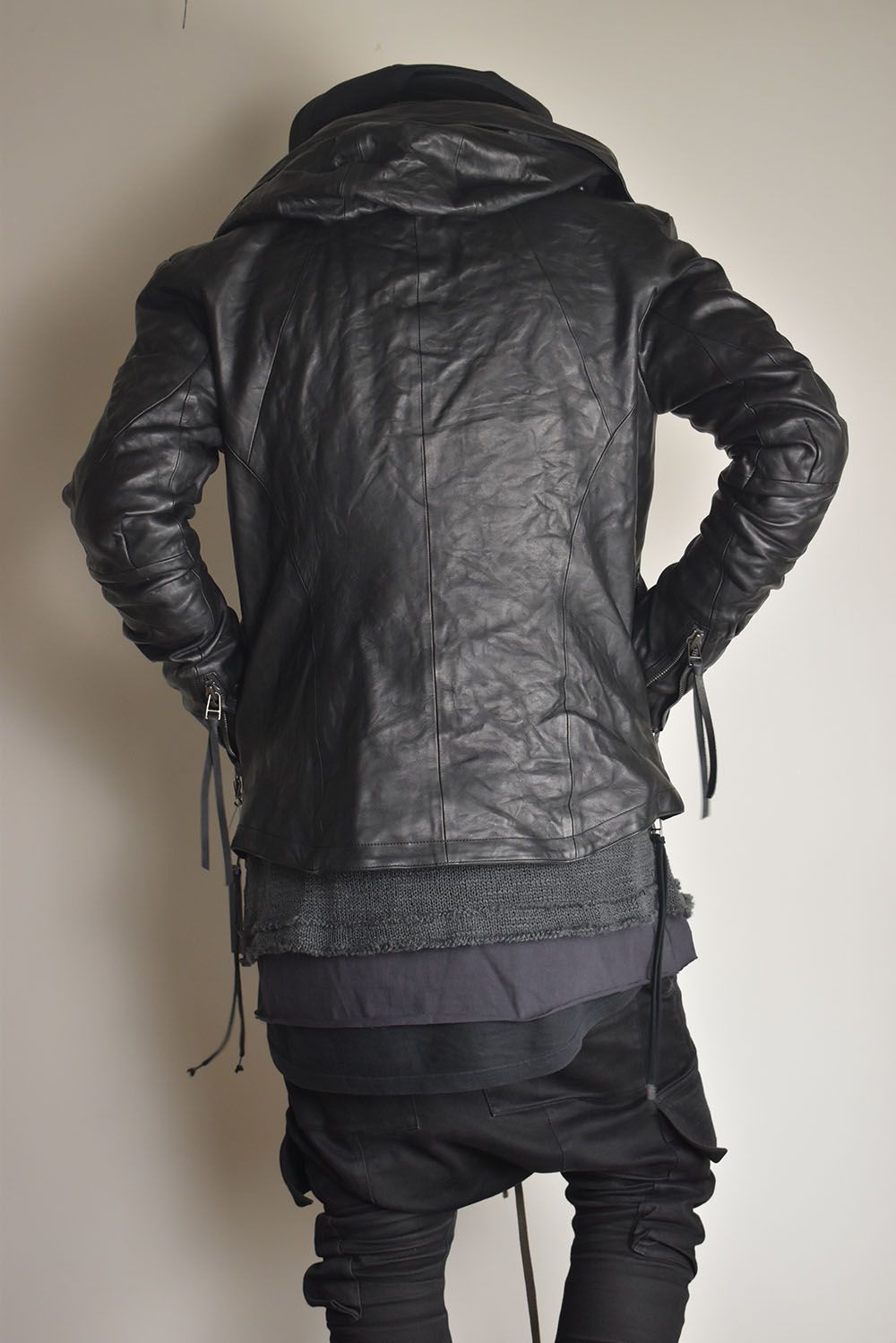 Horse Leather Hood Attachd Jacket "Black" / ホースレザーフードアタッチドジャケット"ブラック"