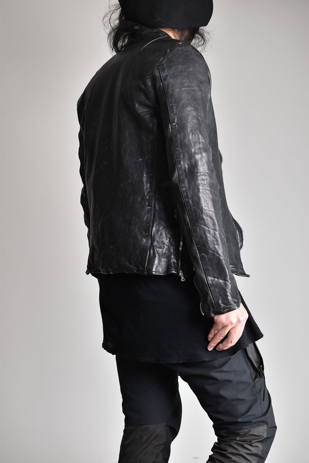 French Shoulder Garment Dyed Single Riders"Black"/フレンチショルダーガーメントダイシングルライダース"ブラック"