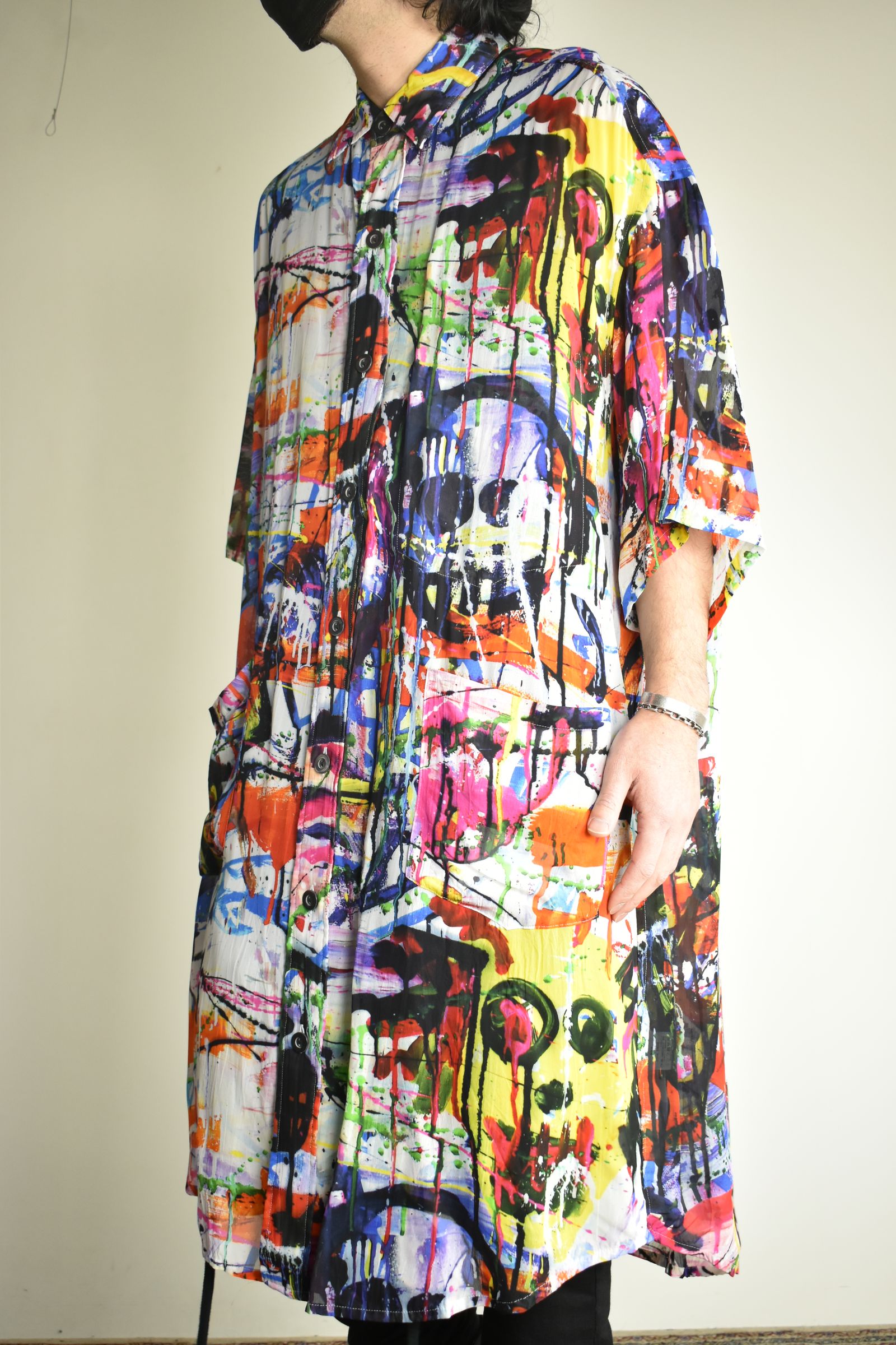 Rayon Chiffon Inkjet Print Short-Sleeved Big Shirt&Dress"Color Print" / レーヨンシフォンインクジェットプリント半袖ビッグシャツ / ワンピース"カラープリント"