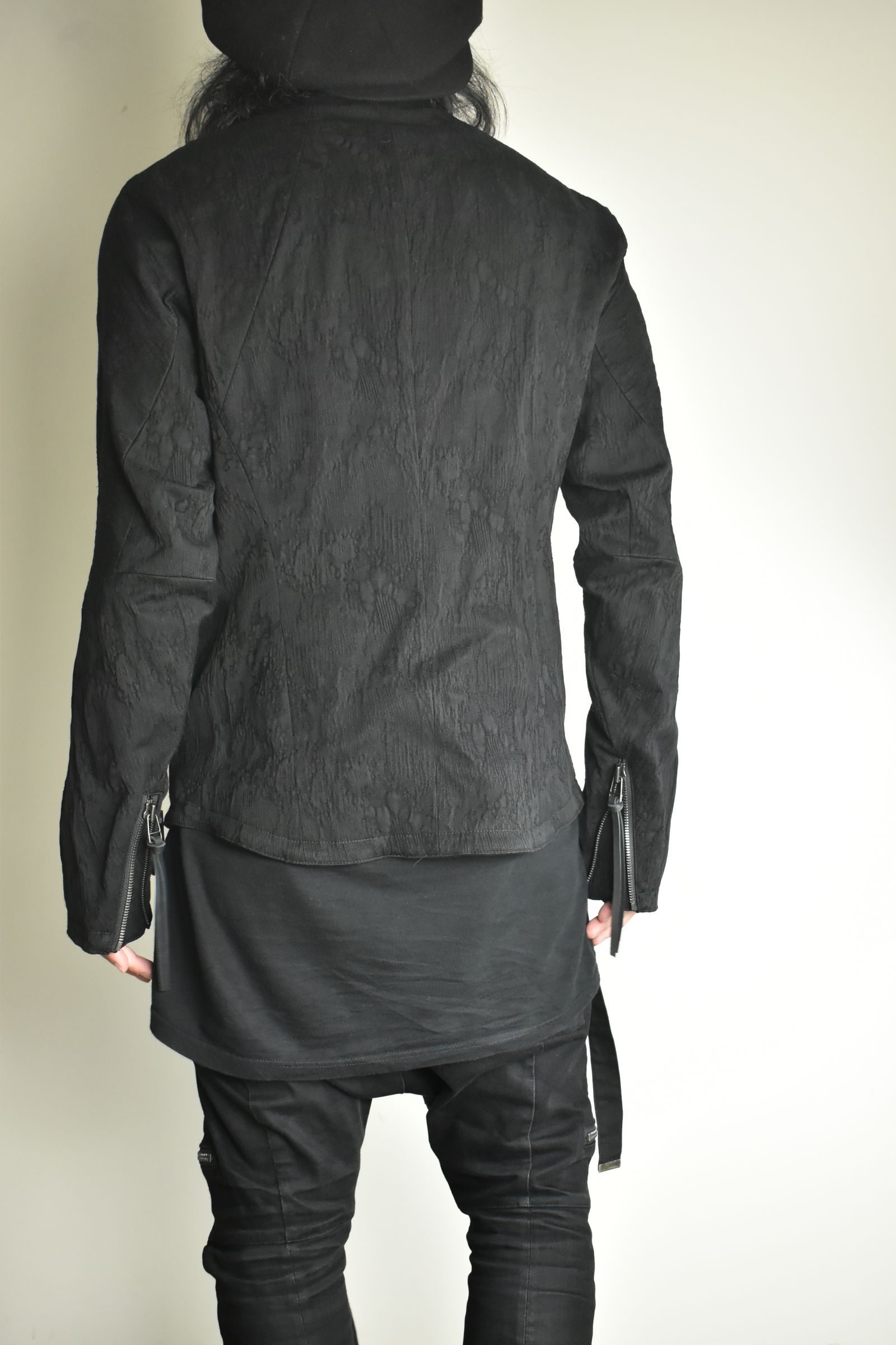Damage Jacquard Single Rider Jacket"Black" / ダメージジャガードシングルライダースジャケット"ブラック"
