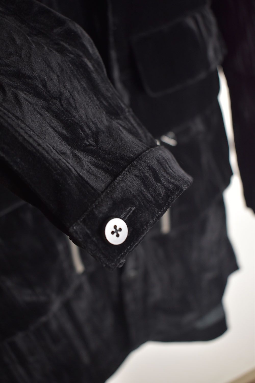 Washer Velour Hooded Long Jacket"Black" / ワッシャーベロアフーデッドロングジャケット"ブラック"