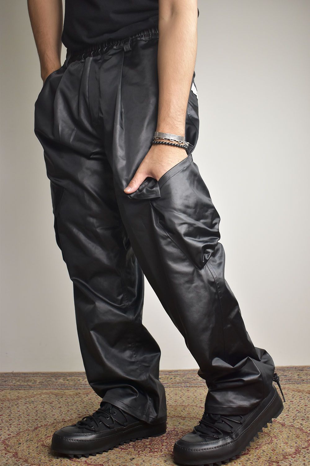 Heavy Satin Cargo Pants"Black" / ヘビーサテンカーゴパンツ"ブラック"